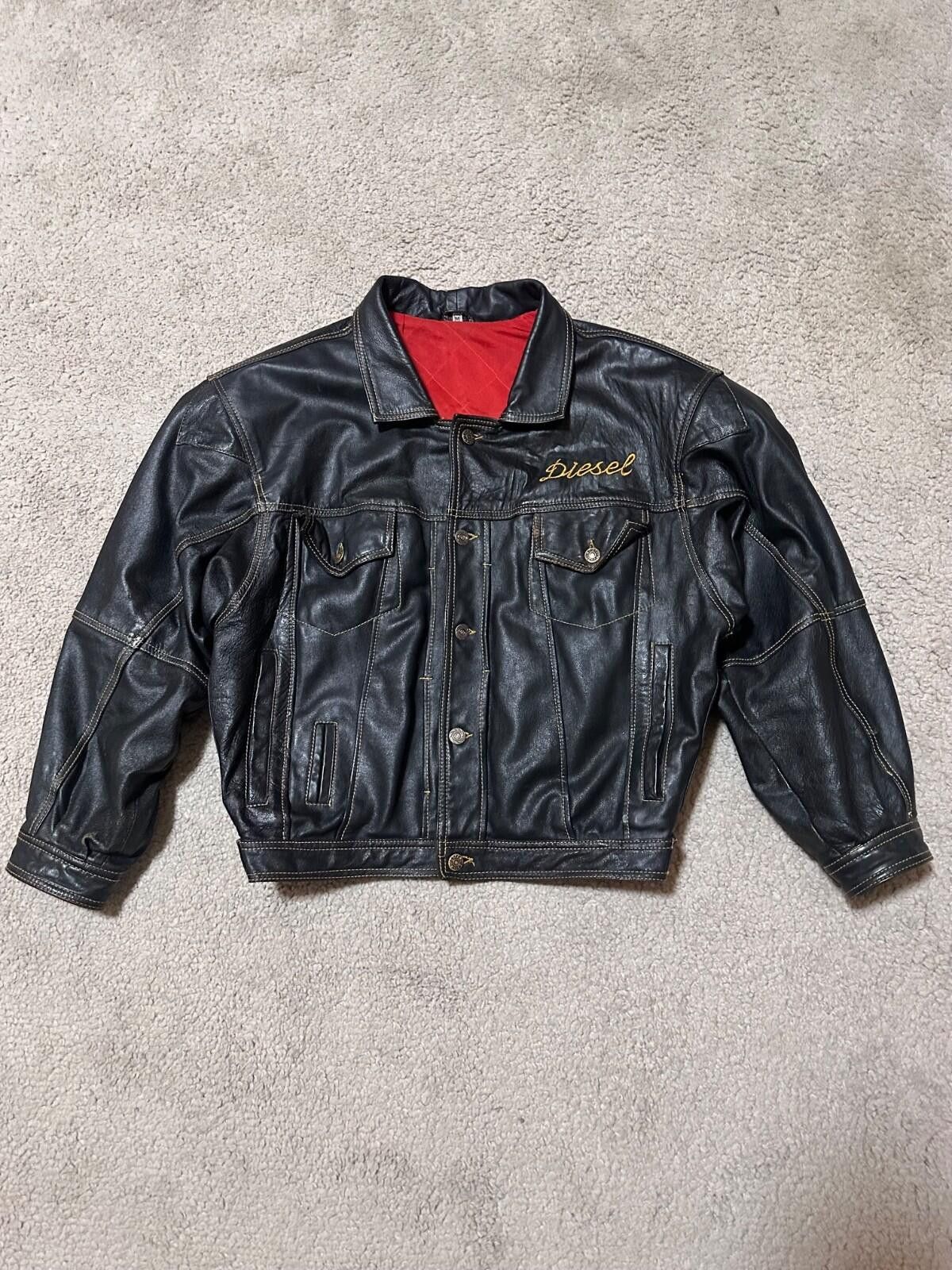 Diesel 90s Vintage Diesel Embroidery Leather Bomber Jacket Sz M Size US M / EU 48-50 / 2 - 2 Thumbnail