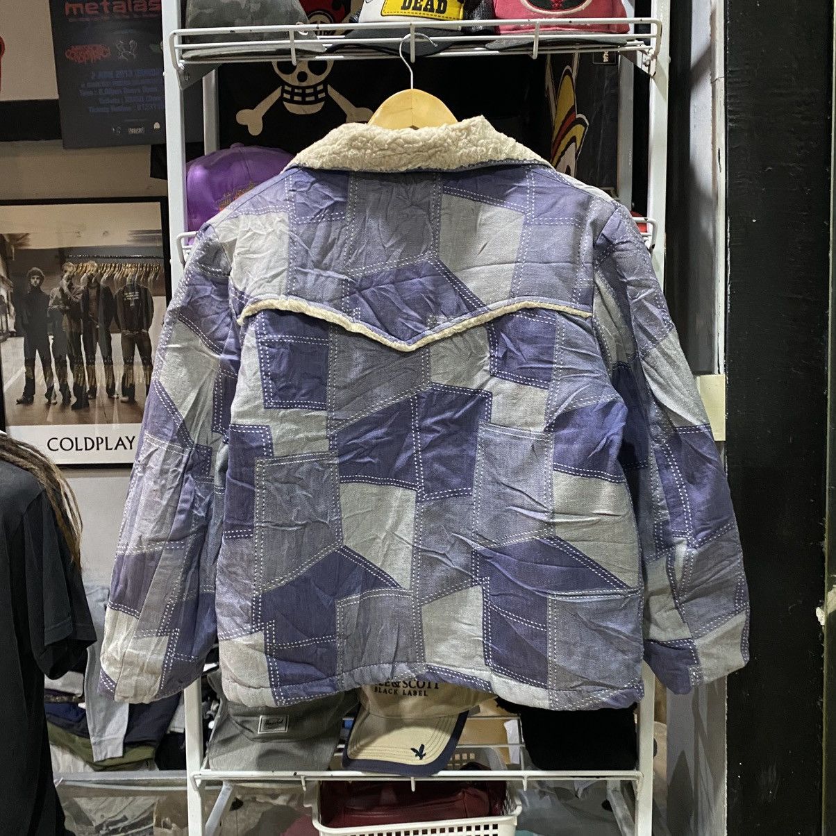 Vintage AS-IS RETRO 1970S PATCHWORK DENIM BUTTON UP JACKET SHERPA Size US S / EU 44-46 / 1 - 2 Thumbnail