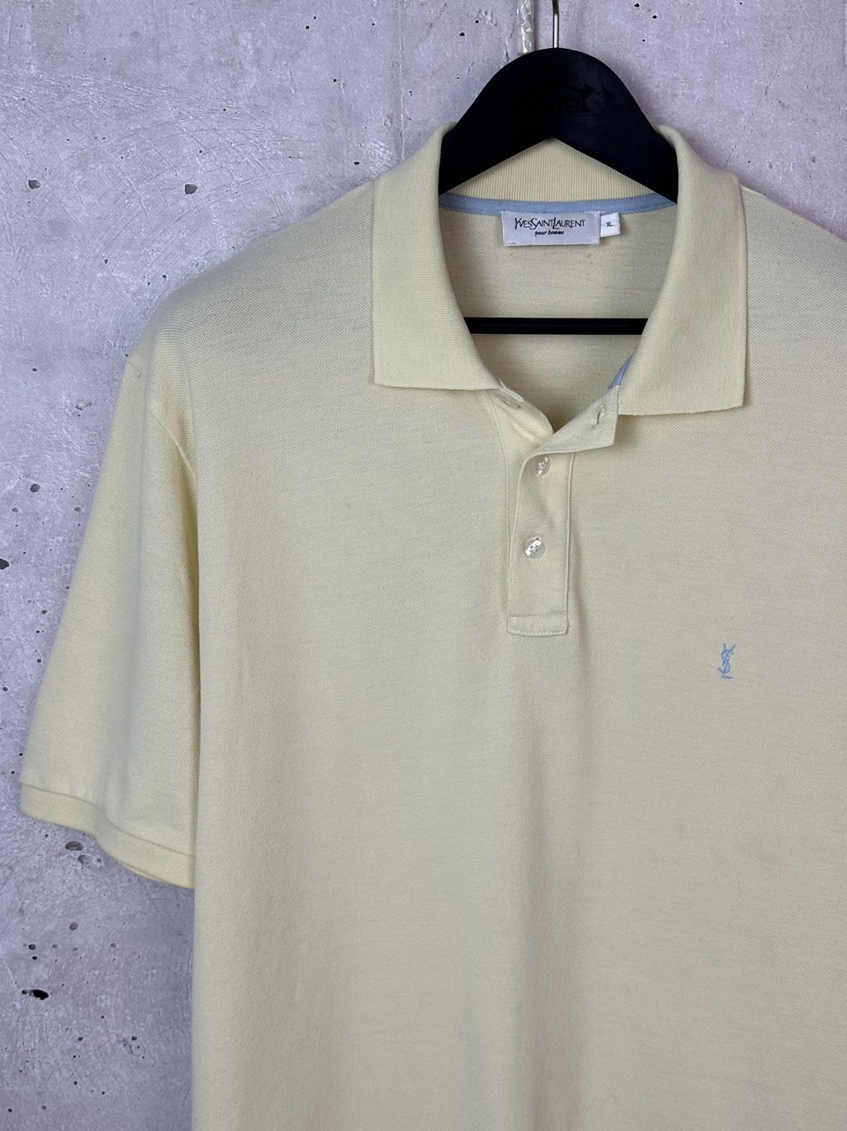 Yves Saint Laurent YSL YvesSaintLaurent Vintage Yellow Cotton Short Sleeve Polo Size US XL / EU 56 / 4 - 4 Thumbnail