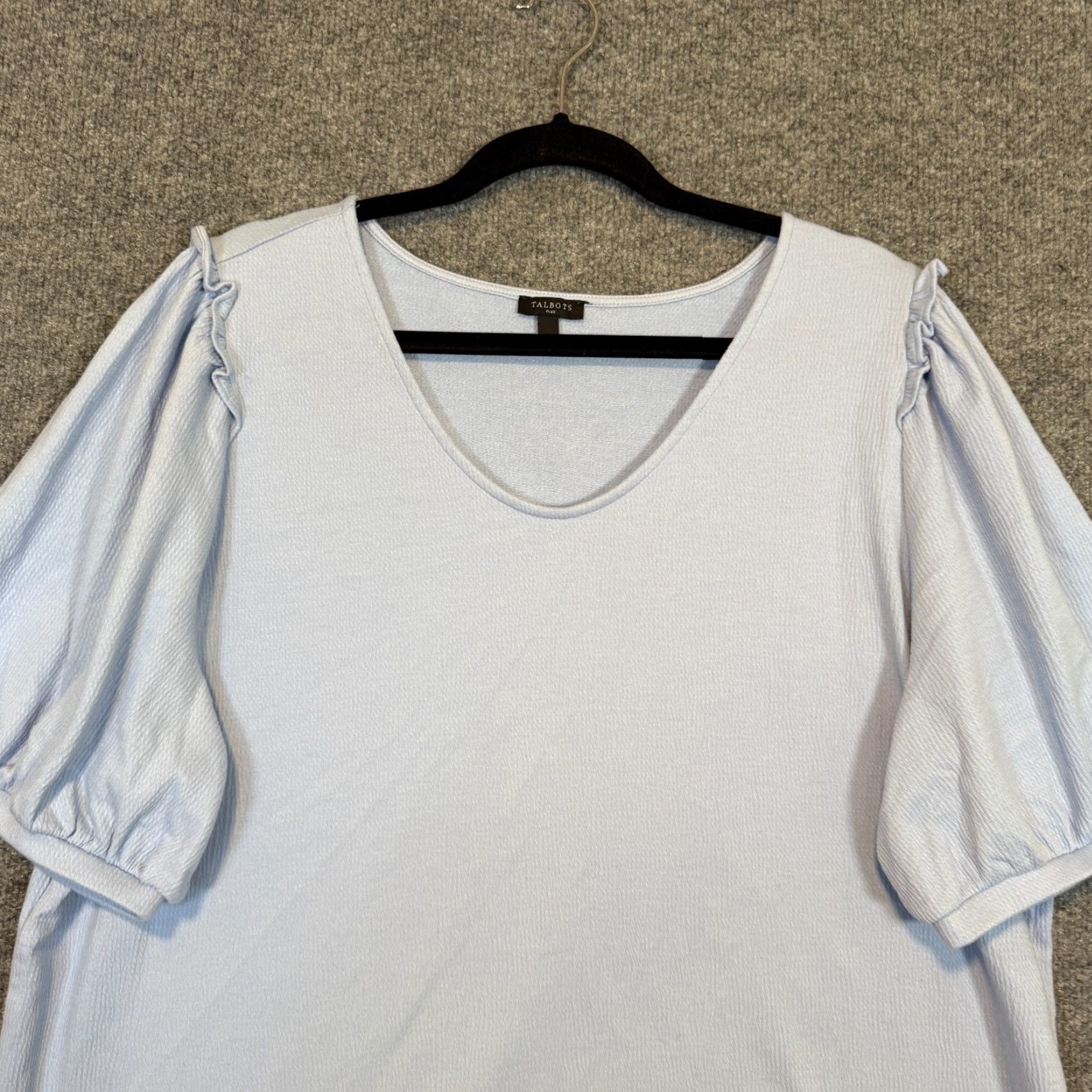 Talbots Talbots Shirt Womens 2X XXL Blue Puff Sleeve V-Neck Blouse Stretch Plus Size Bohemian Fall Spring Summer Womens Size XXL / US 16-18 / IT 52-54 - 5 Thumbnail