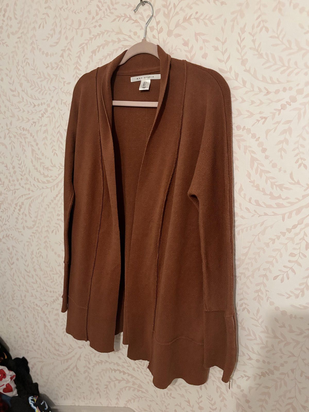 Designer Cozy Max Studio Terracotta Cotton Cardigan Size L / US 10 / IT 46 - 2 Thumbnail