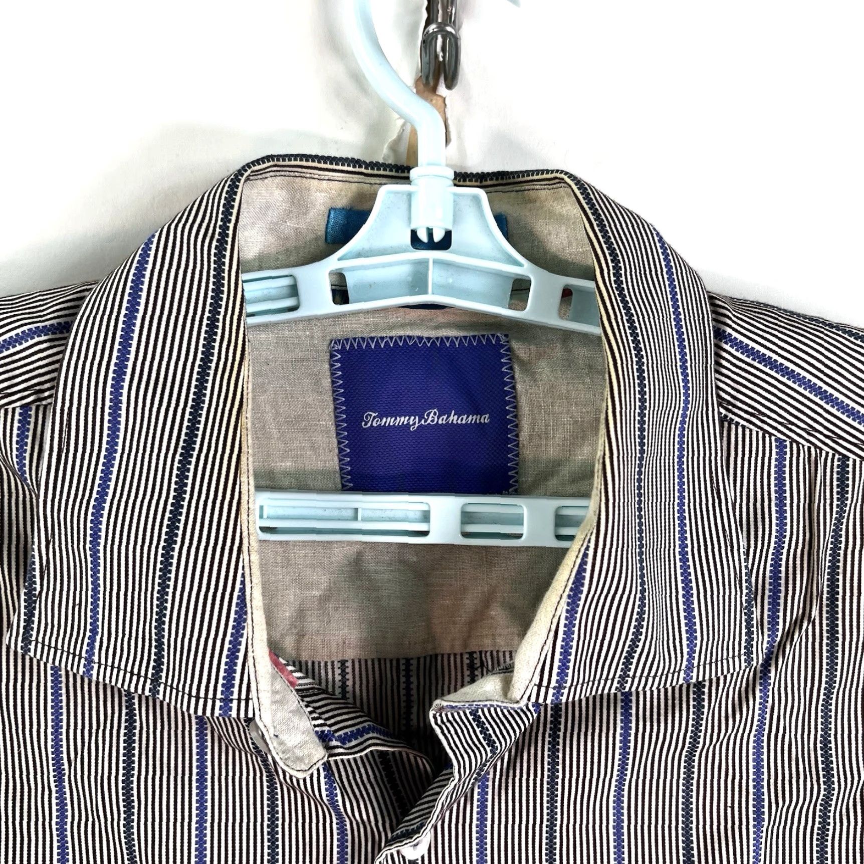 Tommy Bahama Tommy Bahama Striped Button-Up Shirt Men's XL Gray/Blue Long Sleeve Casual Beach Classic Size US XL / EU 56 / 4 - 3 Thumbnail