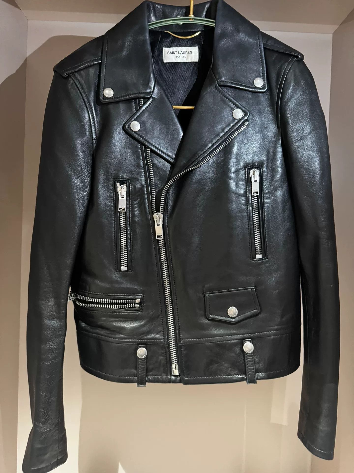 Saint Laurent Paris Saint Laurent Women's Biker Leather Jacket Size XS / US 0-2 / IT 36-38 - 1 Thumbnail
