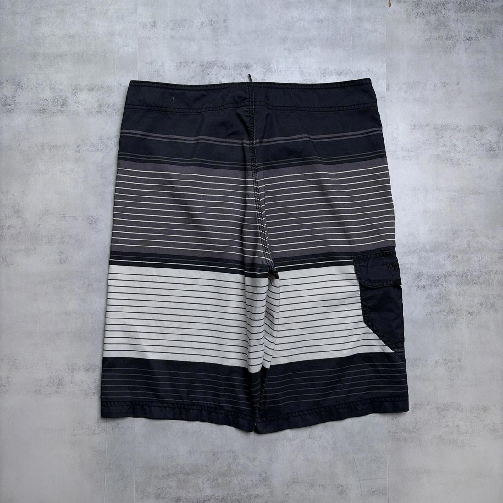 Hurley Y2K Black Hurley Grunge Surf Striped Baggy Board Shorts Size US 32 / EU 48 - 5 Thumbnail