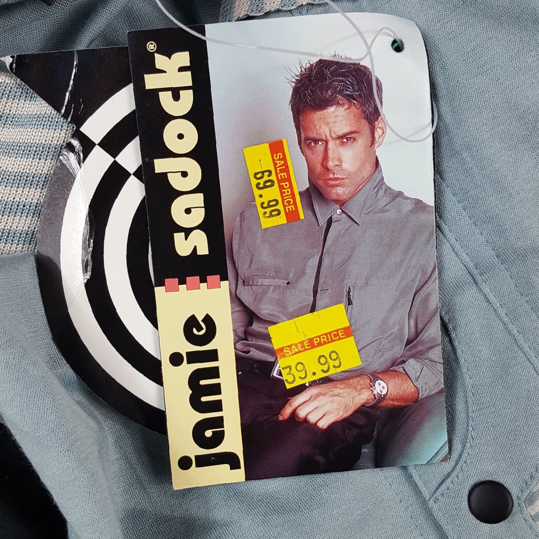 Vintage VINTAGE Jamie Sadock Blue & Black Striped Polo Shirt Men's Large Short Sleeve Button Collar 90s Preppy Casual Size 42R - 6 Thumbnail