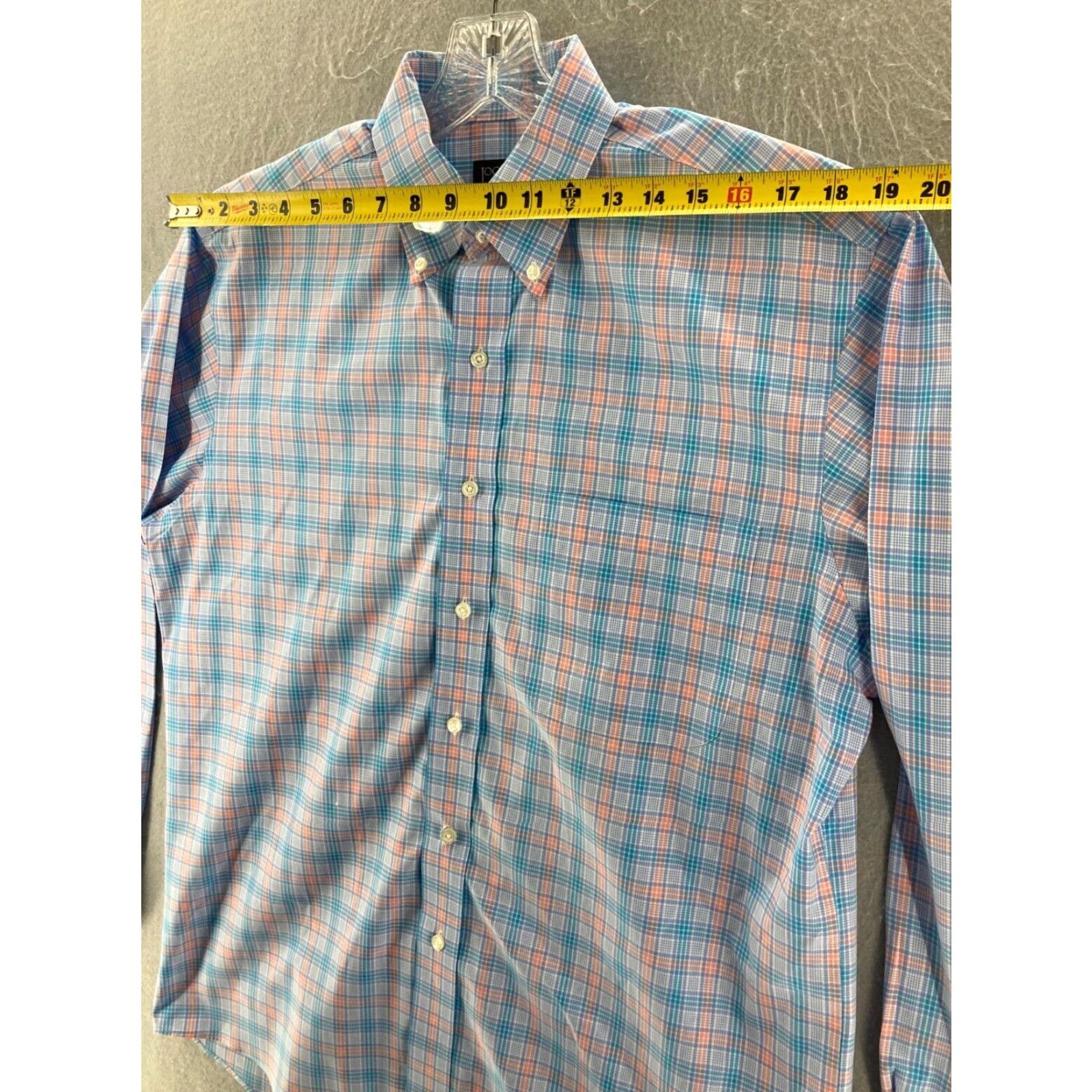 Jos. A. Bank Jos. A. Bank Traveler Shirt Mens Medium Plaid Colorful Stripes Dress Shirt Button-Down Long Sleeve Travel Multicolor Cotton Knit Regular Fit Shirt Size US M / EU 48-50 / 2 - 5 Thumbnail