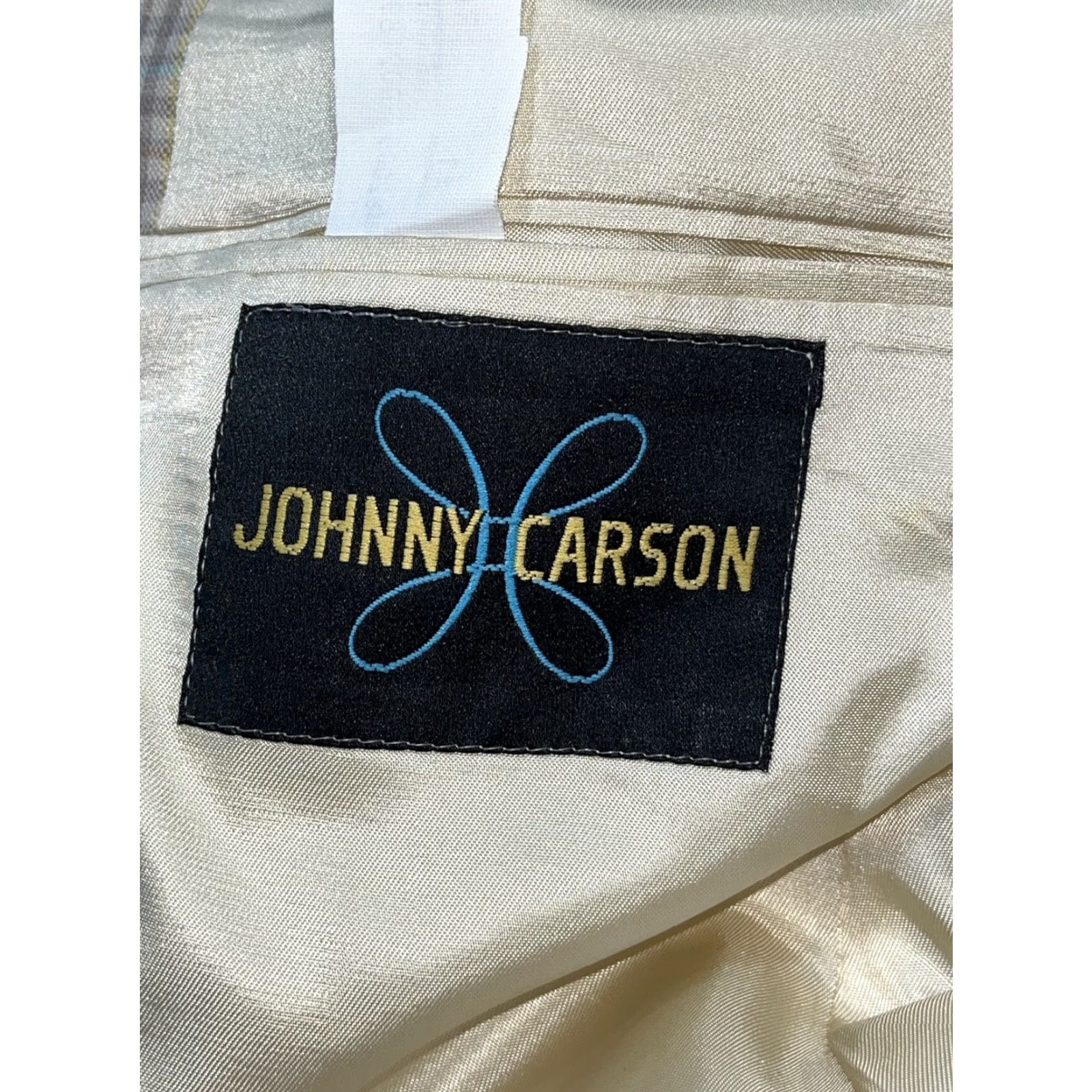 Vintage VINTAGE Johnny Carson Blazer 41R Tan Brown Blue Plaid Wool Blend Single-Breasted 2 Button Notch Lapel Men’s Jacket, 70s 80s 90s Size 42R - 2 Thumbnail