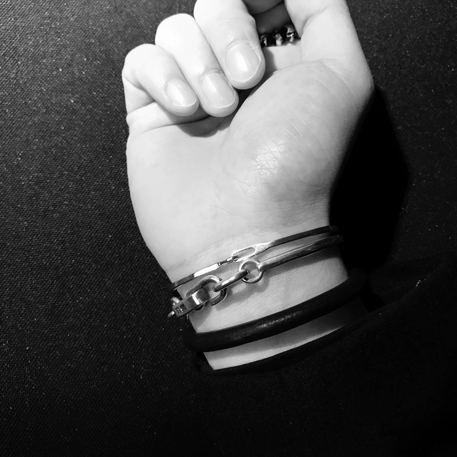 Werkstatt Munchen Werkstatt Munchen M2630 Mixed Chain Hammered Bangle XS+S+M+L Size ONE SIZE - 5 Thumbnail