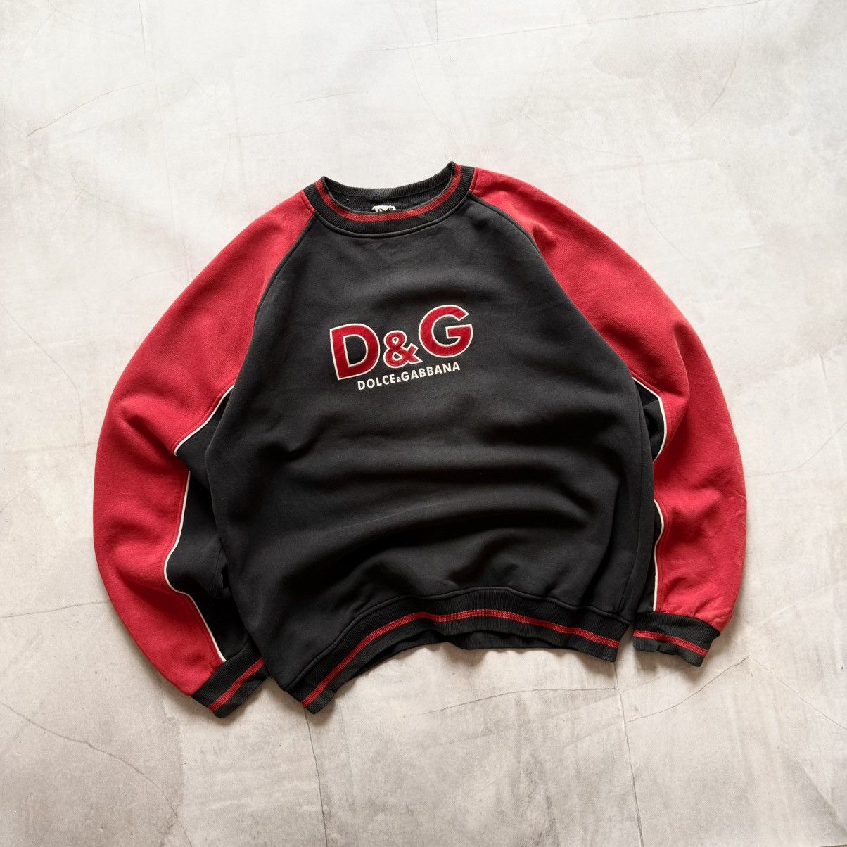 Y2K Style Dolce Gabbana Big Logo Faded Distress Sweatshirt