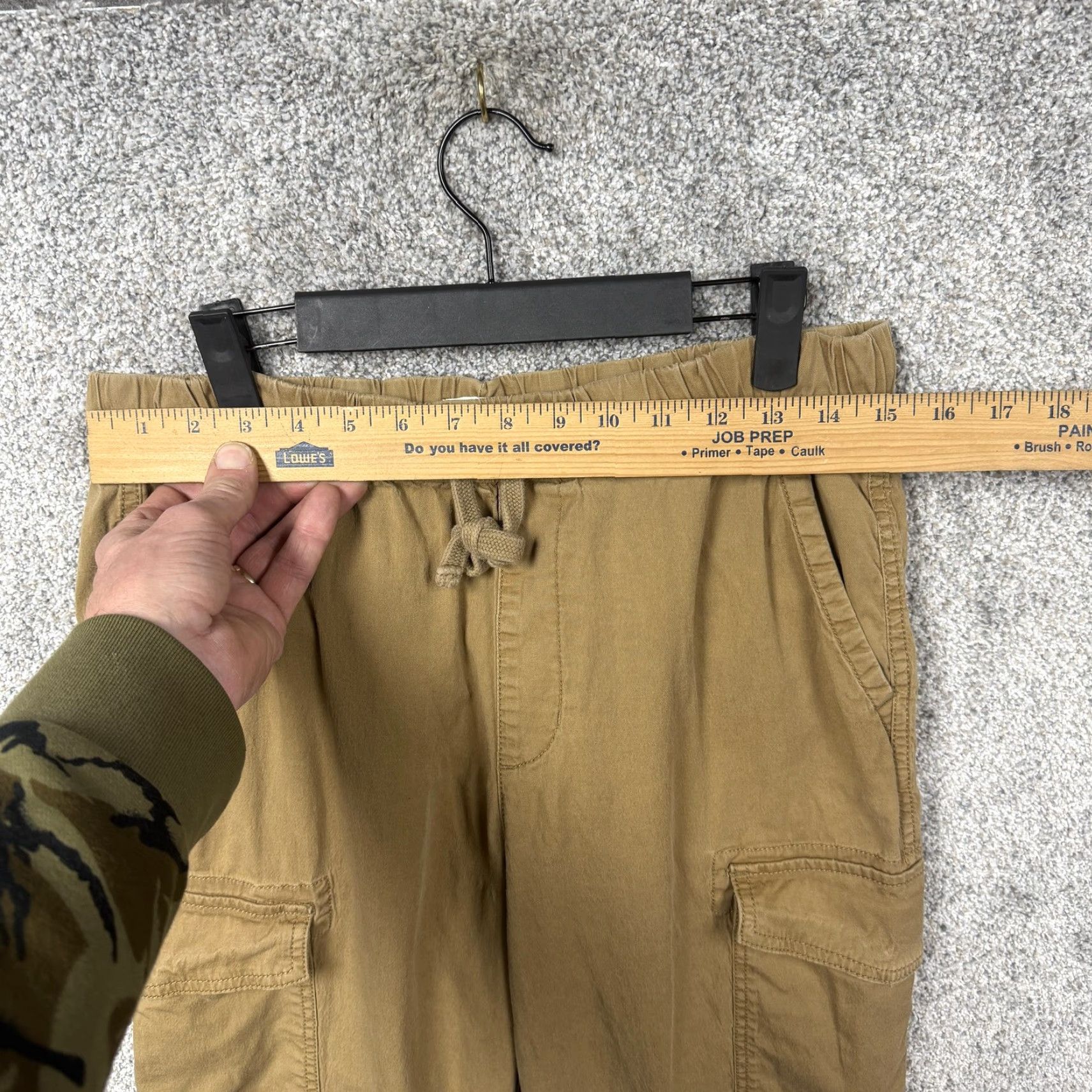 Vintage Sonoma Cargo Jogger Pants Mens M 30x27 Tan Cotton Spandex Elastic Waist Pockets Tapered Crew Casual Workwear Hipster Preppy Size US 31 - 2 Thumbnail