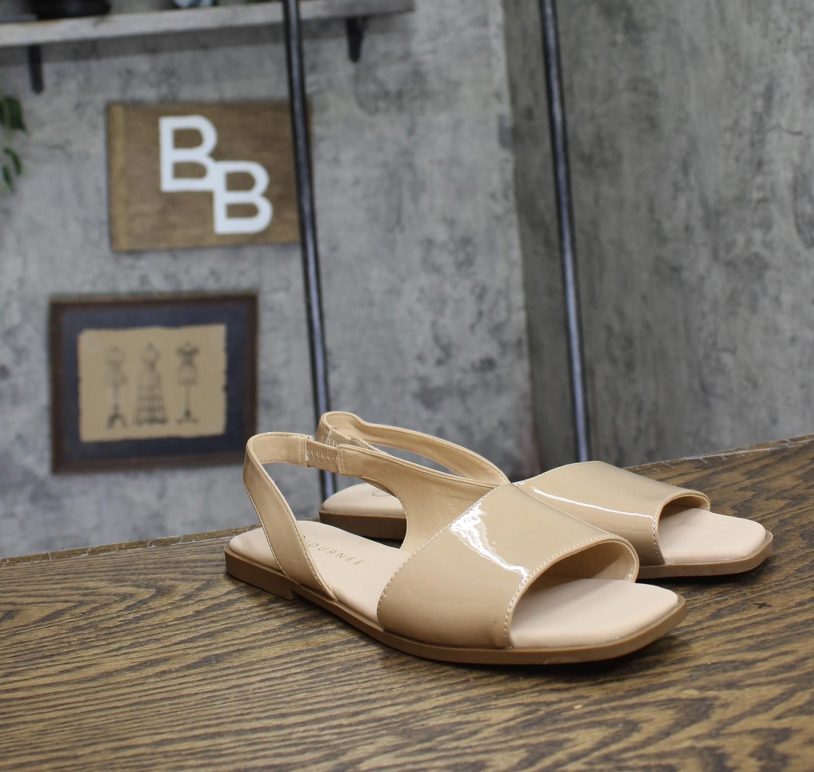 Other Journee Collection Womens Flat Sandals Patent Nude Brown 8w Size US 8 / IT 38 - 1 Thumbnail