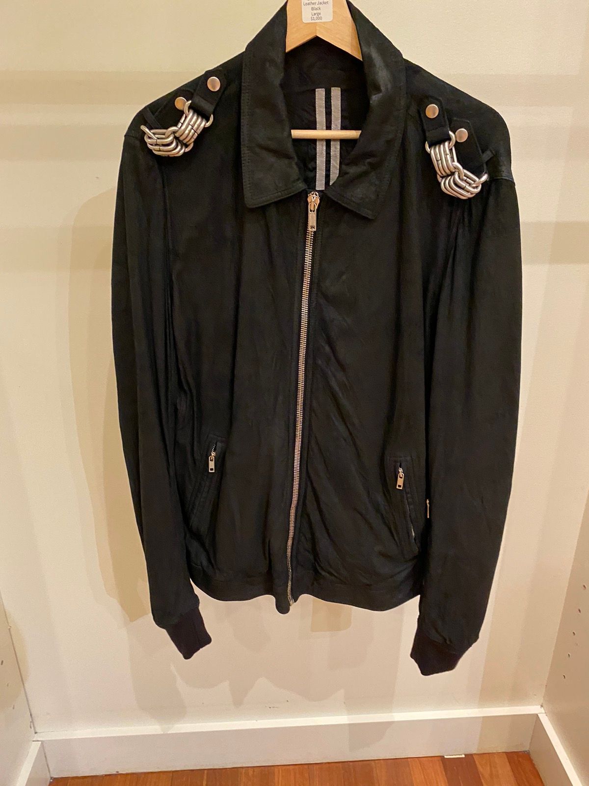 Pre-owned Rick Owens Black Leather Chain Jacket