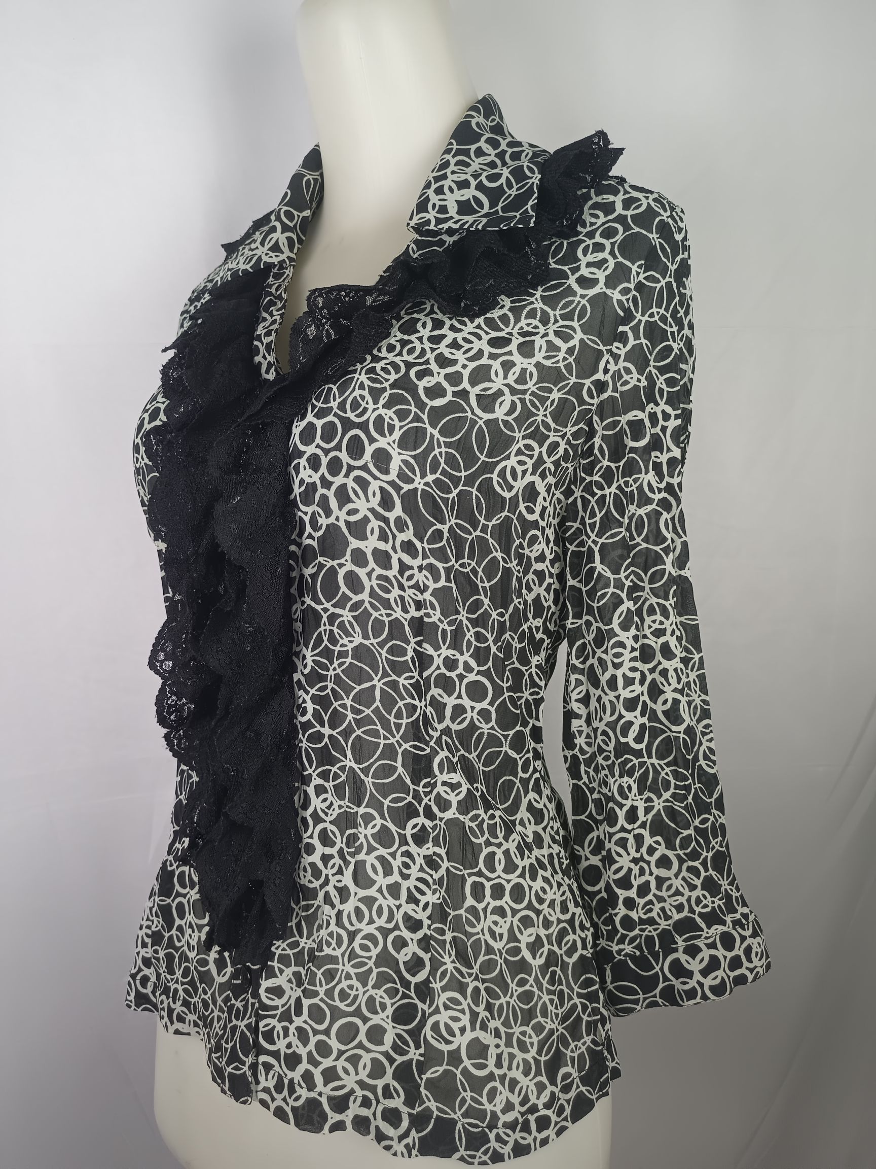 Japanese Brand Daisy Rennes Ruffle V-Neck Top Blouse Womens Long Sleeve Size M / US 6-8 / IT 42-44 - 14 Thumbnail
