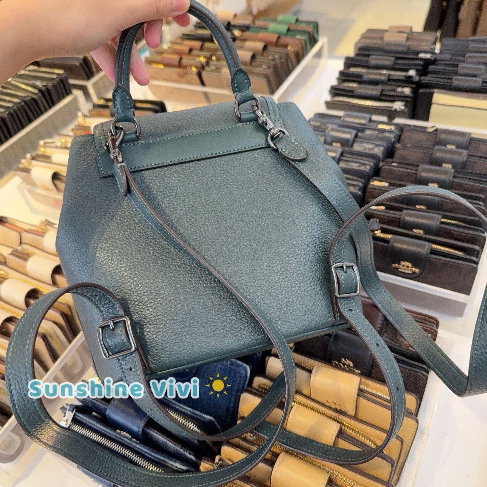 Coach NWT Coach Hadley Backpack CBH09 Leather Dark teal/black Size ONE SIZE - 3 Thumbnail