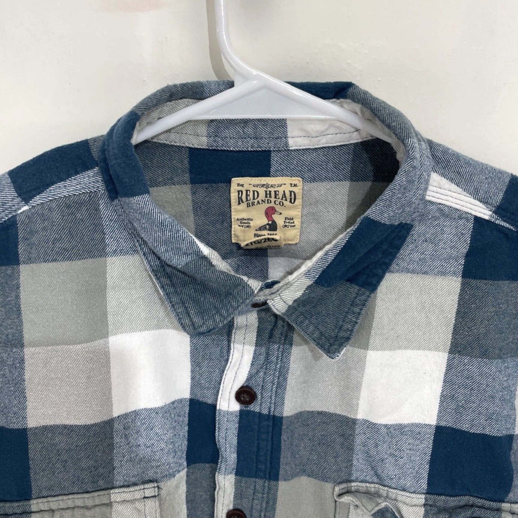 Vintage RedHead Flannel Shirt Mens 2XL Blue Plaid Casual Long Sleeve Button Up Shirt Size US XXL / EU 58 / 5 - 4 Thumbnail