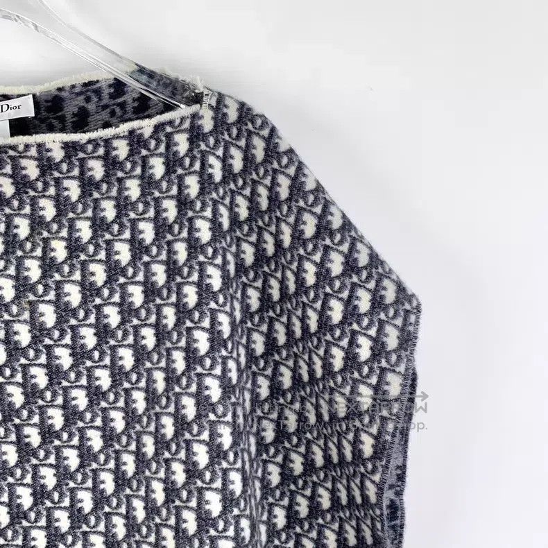Dior Dior SizeU Blue old flower full print round neck cashmere t Size ONE SIZE - 3 Thumbnail