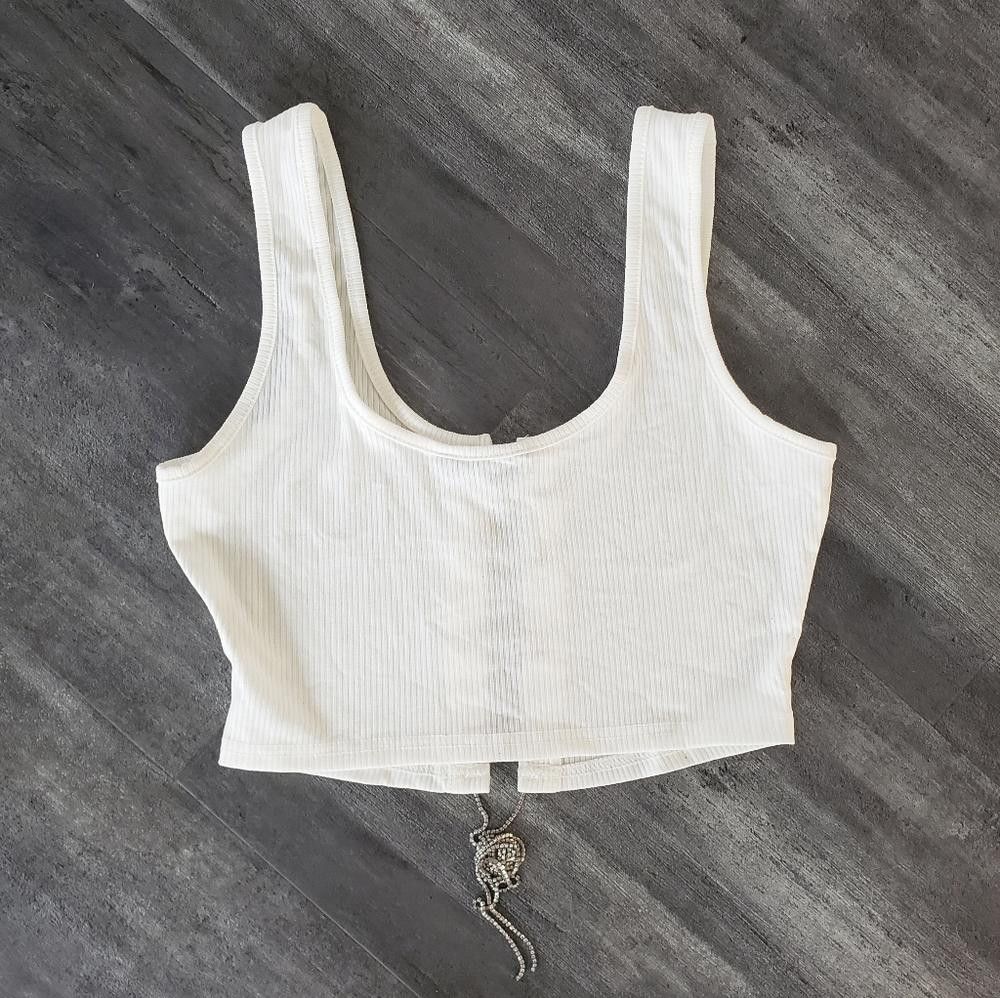 Shein White Diamond Detailed SHEIN Cropped Tank Size S / US 4 / IT 40 - 2 Thumbnail