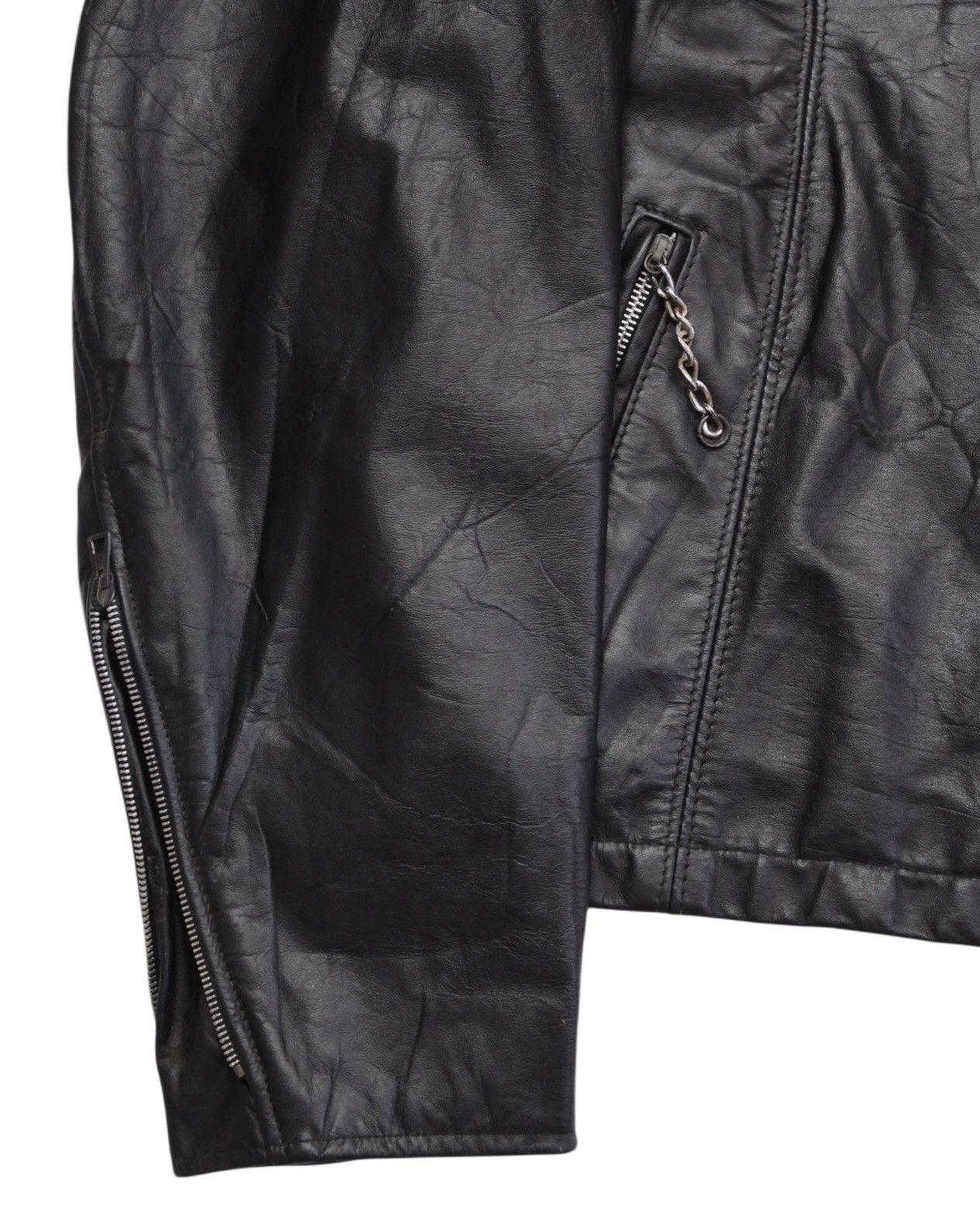 Schott 1980S SCHOTT NYC BLACK CAFE RACER LEATHER JACKET Size US XL / EU 56 / 4 - 4 Thumbnail