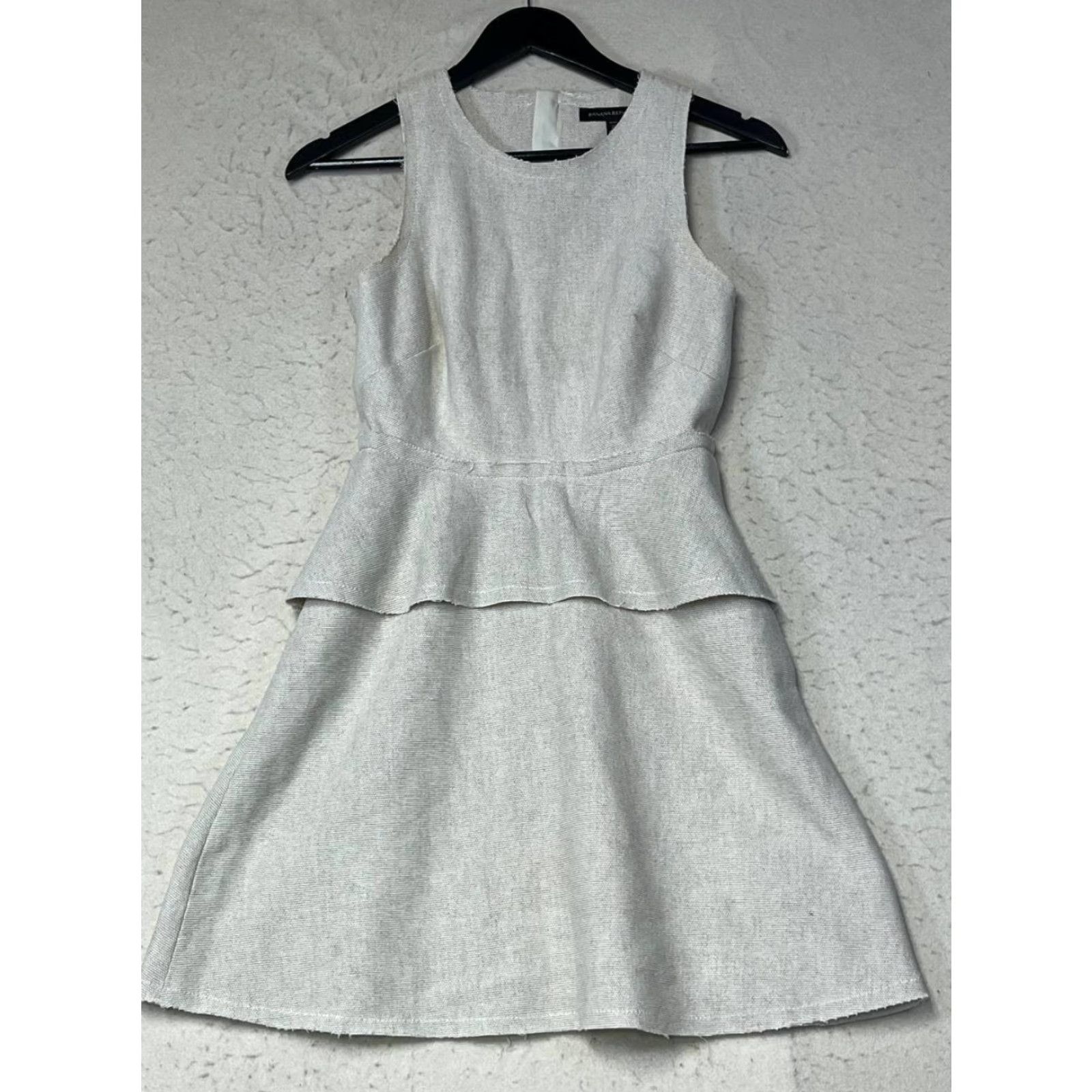 Banana Republic Banana Republic Dress Sheath Knit Peplum Sleeveless 2P Beige Pencil Business Party Workwear Lined Stretch Solid Vintage No Size XS / US 0-2 / IT 36-38 - 2 Thumbnail
