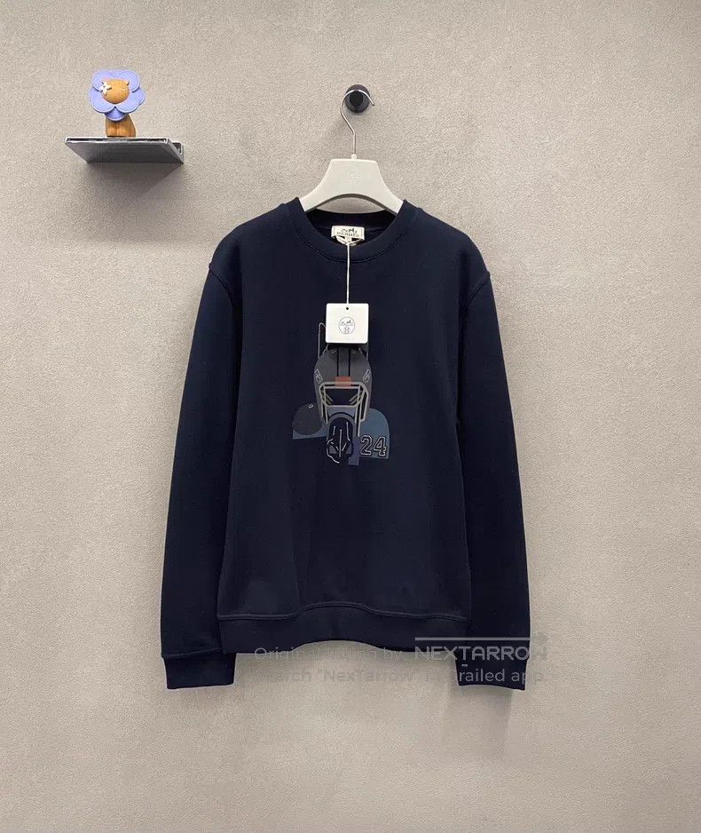 Hermes Hermes Warhorse Printed Navy Blue Sweatshirt Size US L / EU 52-54 / 3 - 1 Thumbnail