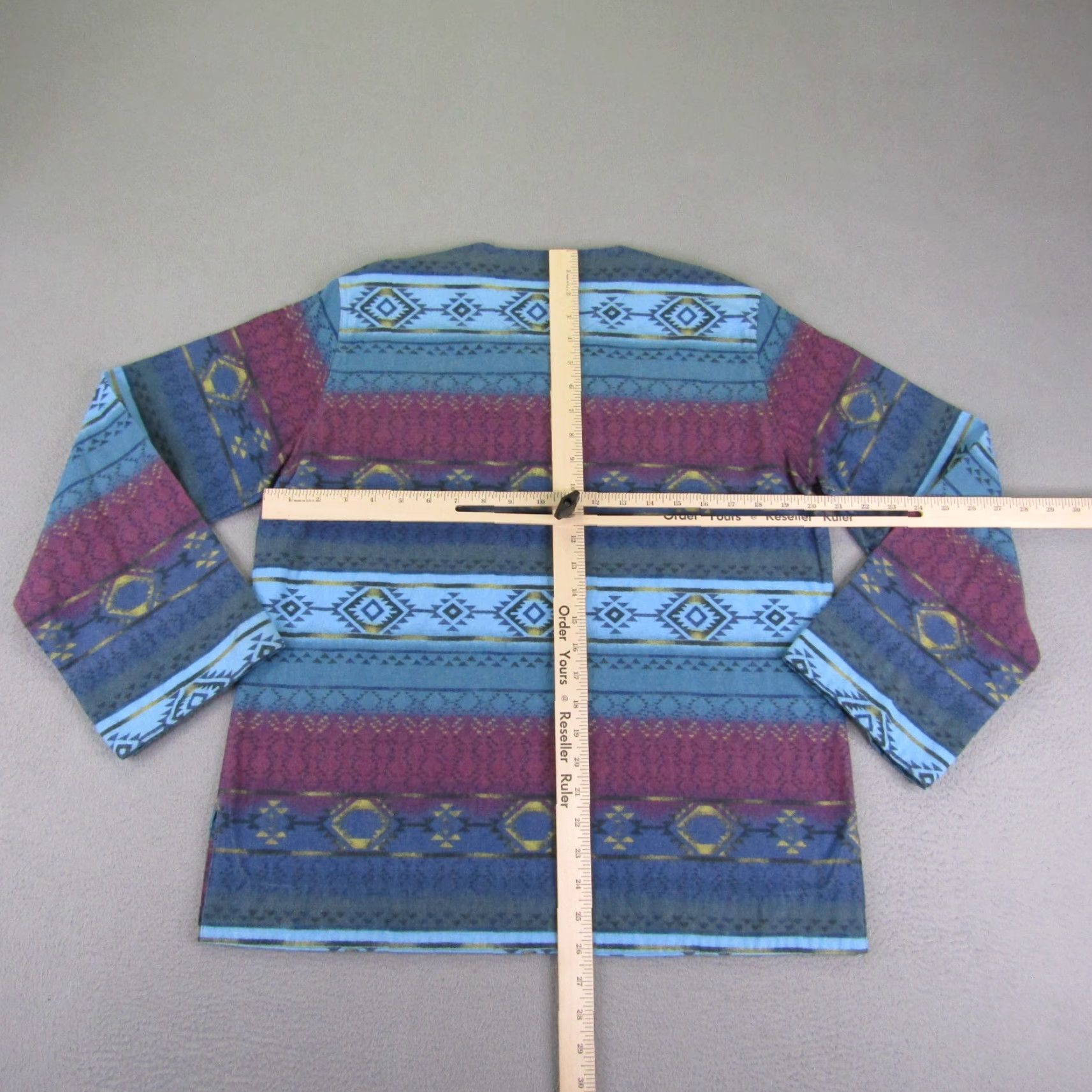 Vintage VINTAGE Cabela's Women's Flannel Shirt Medium Blue Aztec Southwestern Geometric Long Sleeve Pullover Size M / US 6-8 / IT 42-44 - 6 Thumbnail