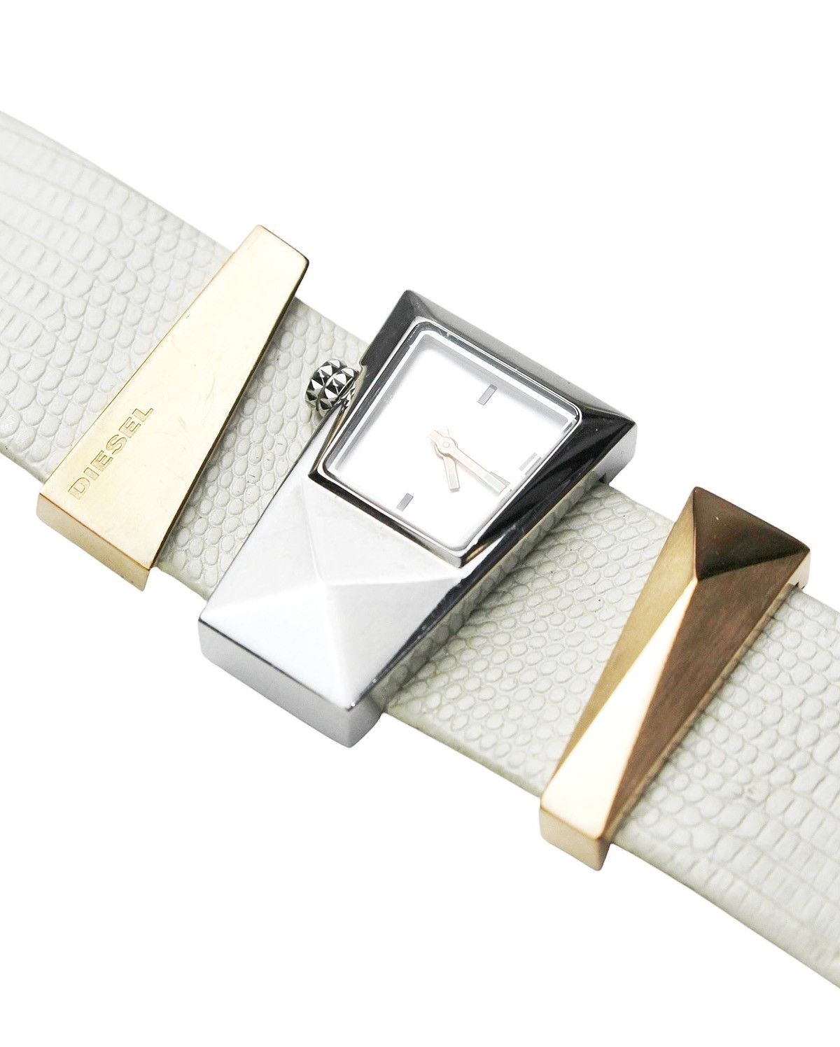 2000S DIESEL GEOMETRIC LEATHER WATCH – METAL ACCENTS