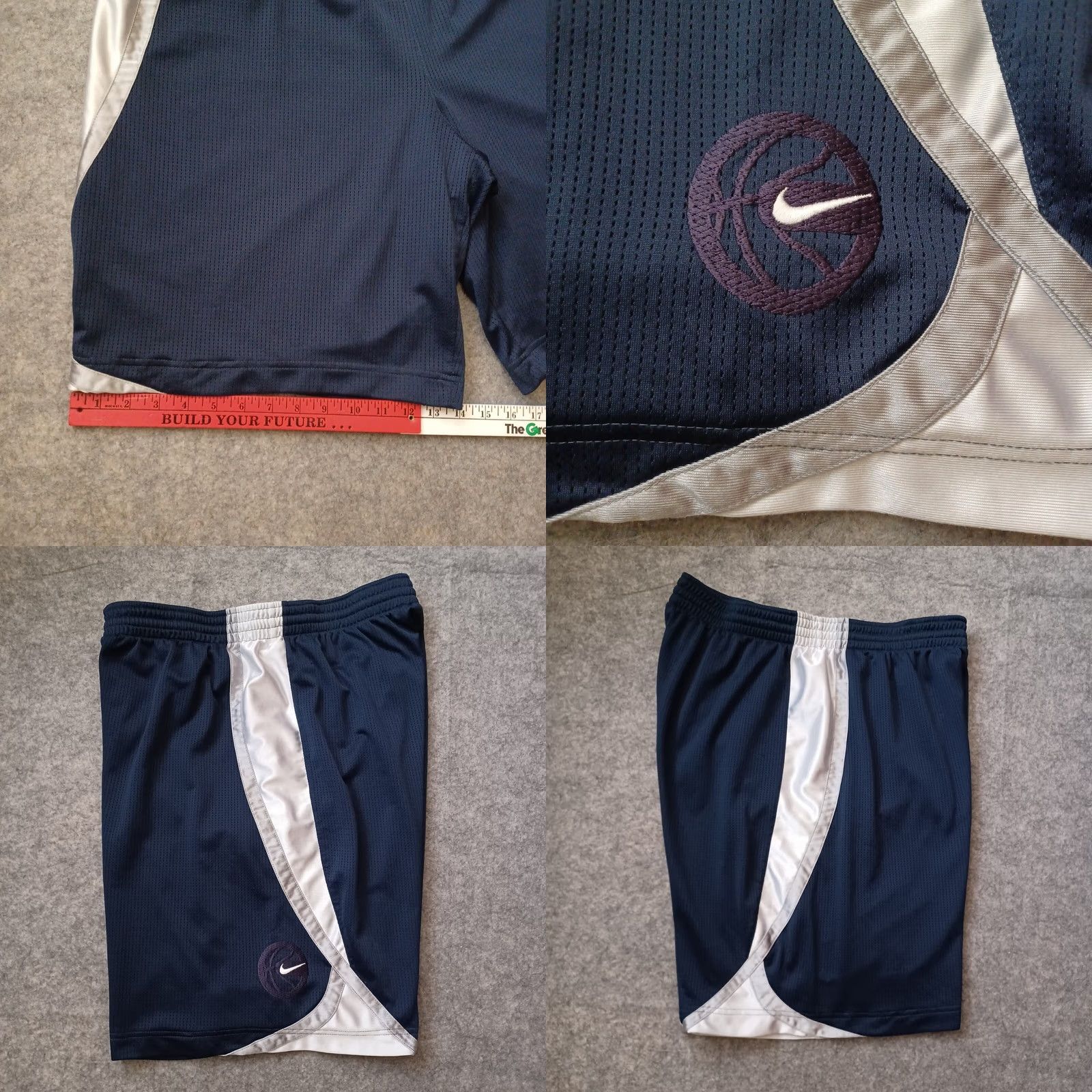 Nike VINTAGE Nike Mens Shorts XL Blue Gray Logo Satin Athletic Basketball Y2K Size US 36 / EU 52 - 9 Thumbnail