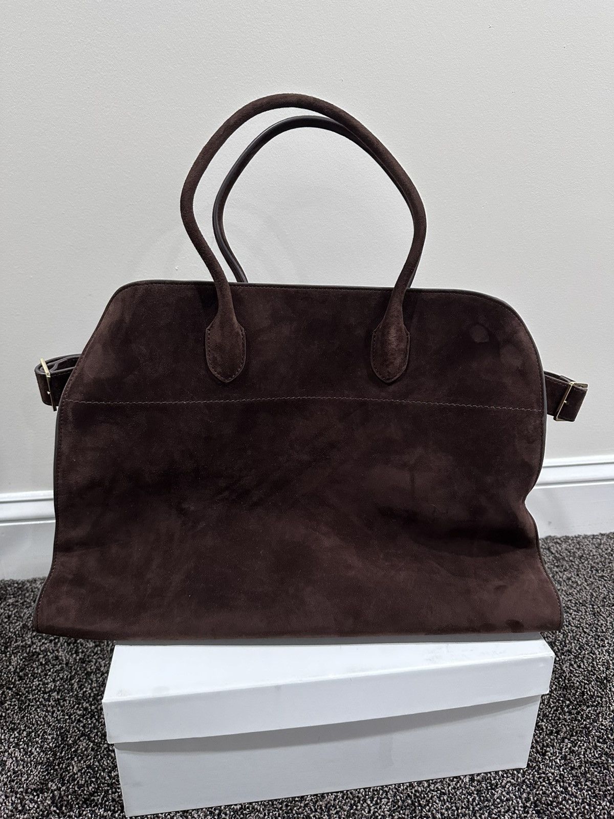 The Row The Row Soft Margaux 17 Brown Suede Leather Top Handle Bag Size ONE SIZE - 4 Thumbnail