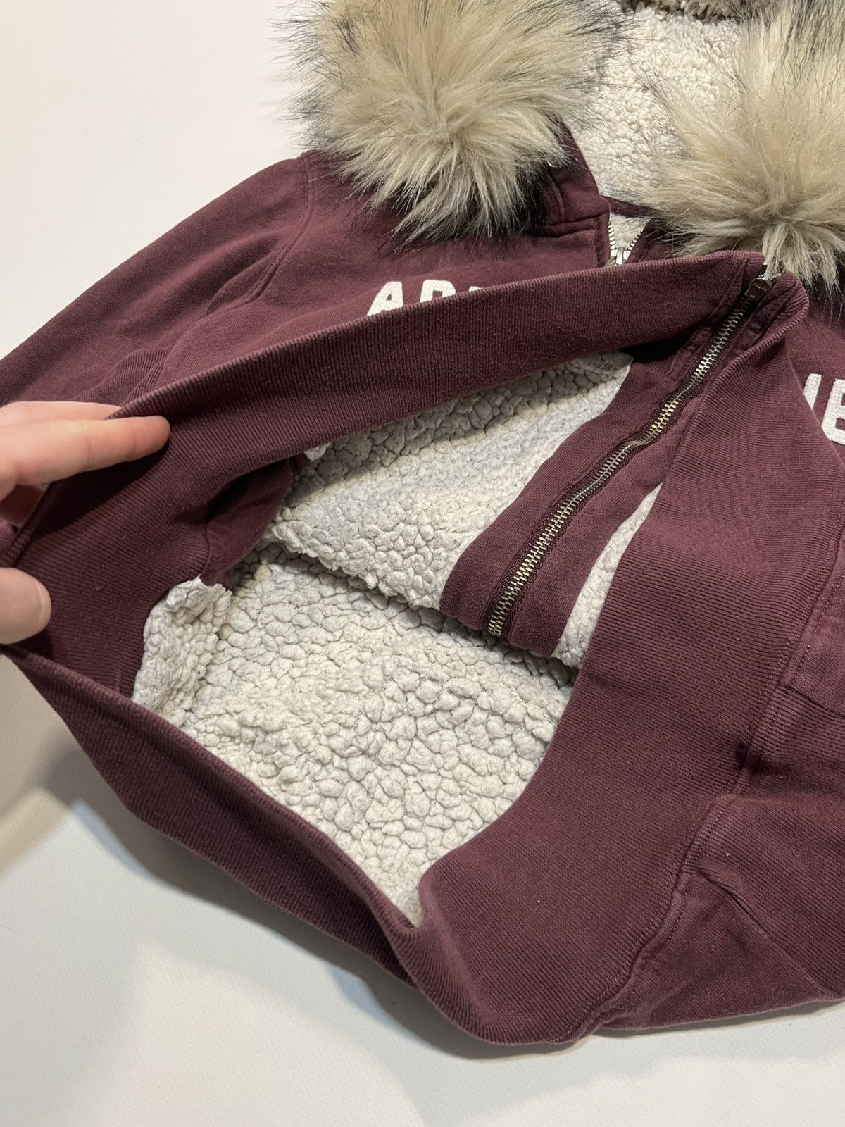 Abercrombie & Fitch Y2K Abercrombie FUR Fuzzy Vintage Distressed Hoodie Size L / US 10 / IT 46 - 4 Thumbnail