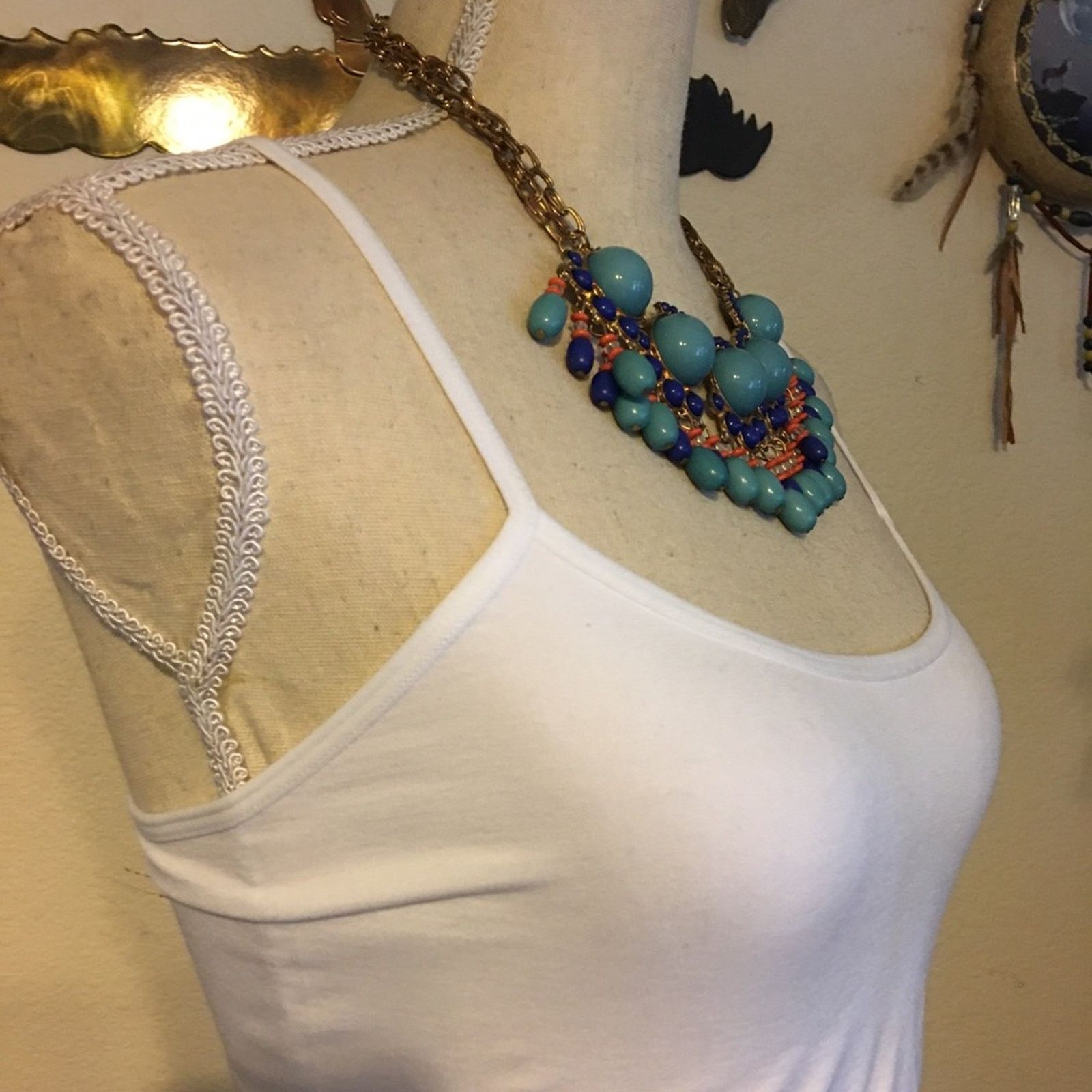 Jewelry Turquoise color cabochon statement necklace Size ONE SIZE - 2 Thumbnail