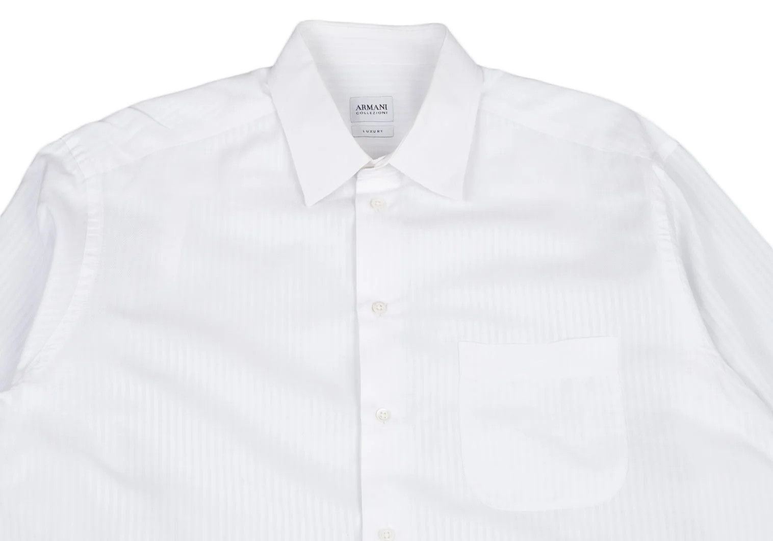 Armani Collezioni Cotton Shadow Stripe Shirt in White Size 43 Size US XXS / EU 40 - 2 Thumbnail