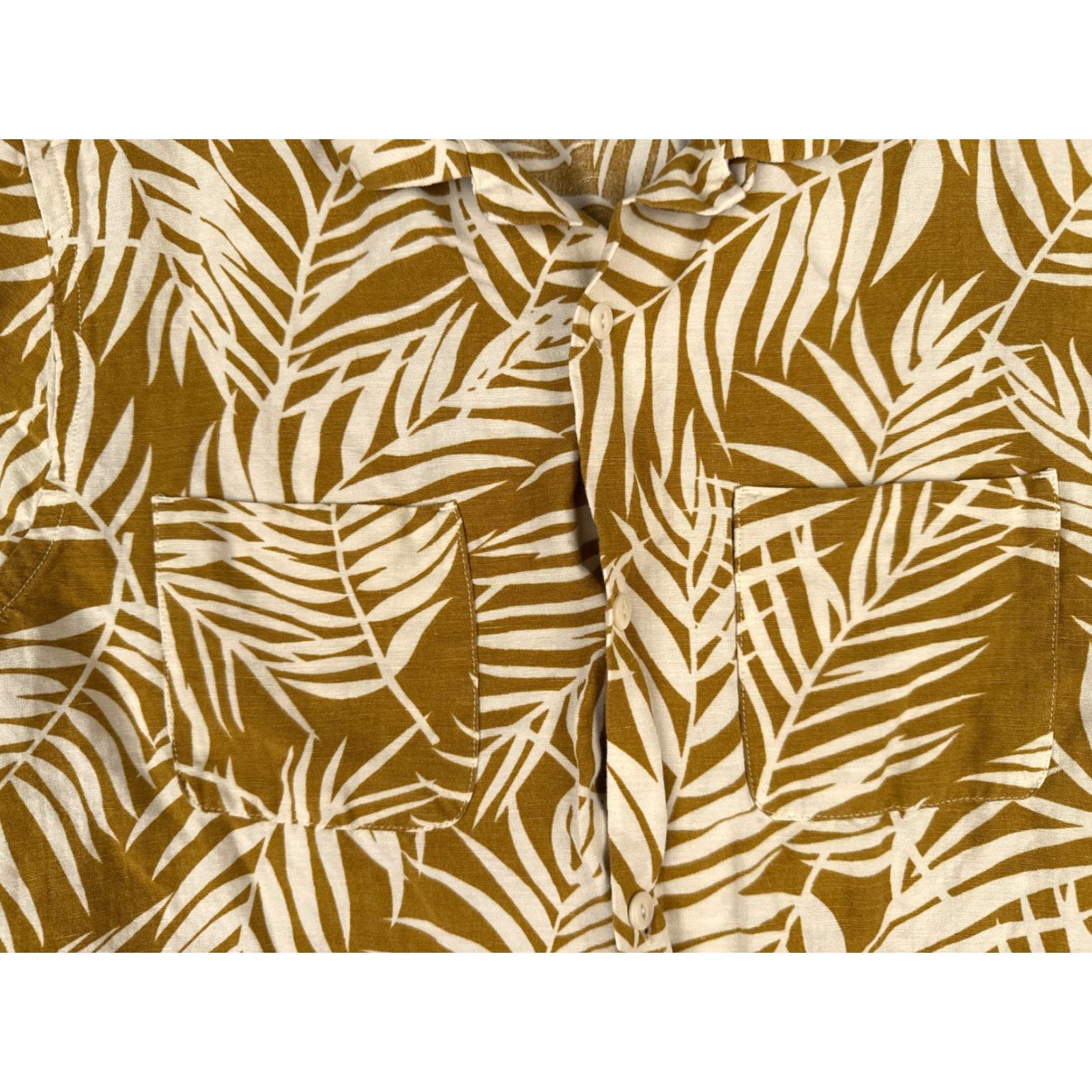 Madewell Madewell Shirt Women Medium Yellow Floral Leaf Linen Blend Hawaiian Button Up Size M / US 6-8 / IT 42-44 - 6 Thumbnail