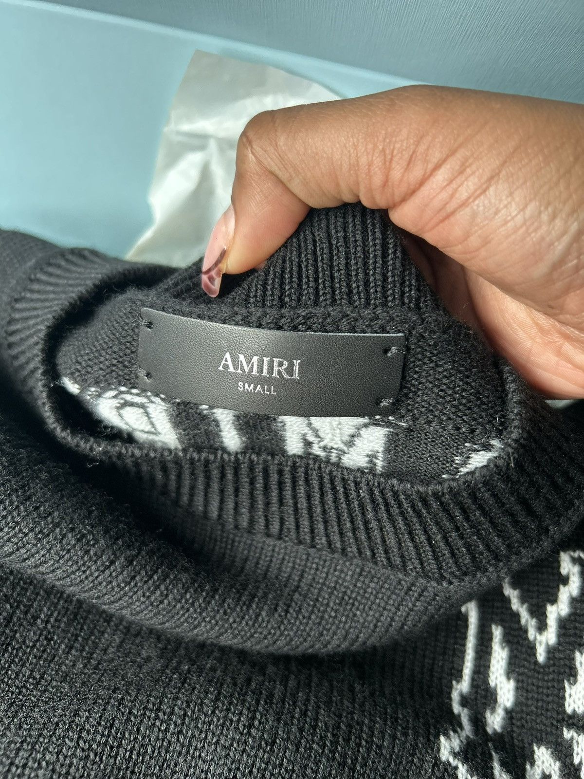 Amiri AMIRI Black Crewneck Sweater with White Monogram Size S / US 4 / IT 40 - 8 Thumbnail
