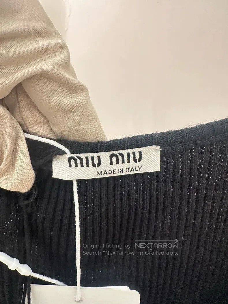 Miu Miu Miu Miu Size XS Crystal pendant black long sleeve short top Size XS / US 0-2 / IT 36-38 - 3 Thumbnail