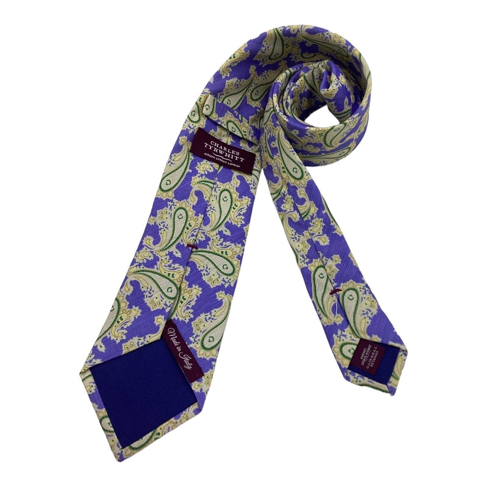 Charles Tyrwhitt CHARLES TYRWHITT Purple Paisley Luxury Silk Tie Hand Made In Size ONE SIZE - 2 Thumbnail