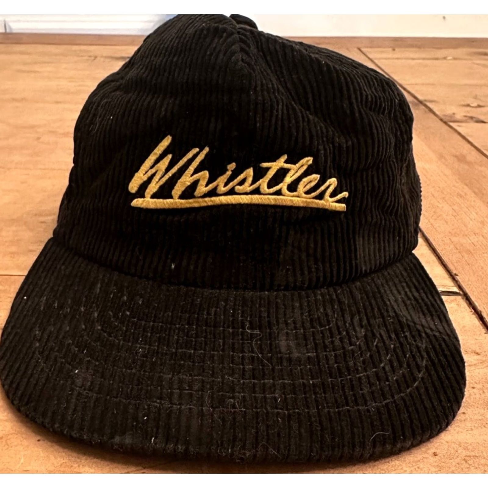 Spell VINTAGE HaT Whistler Mountain Black Corduroy Trucker Cap Hat Spell Out Baseball Cap Adults Black Corduroy Trucker Hat Mens Size ONE SIZE - 2 Thumbnail