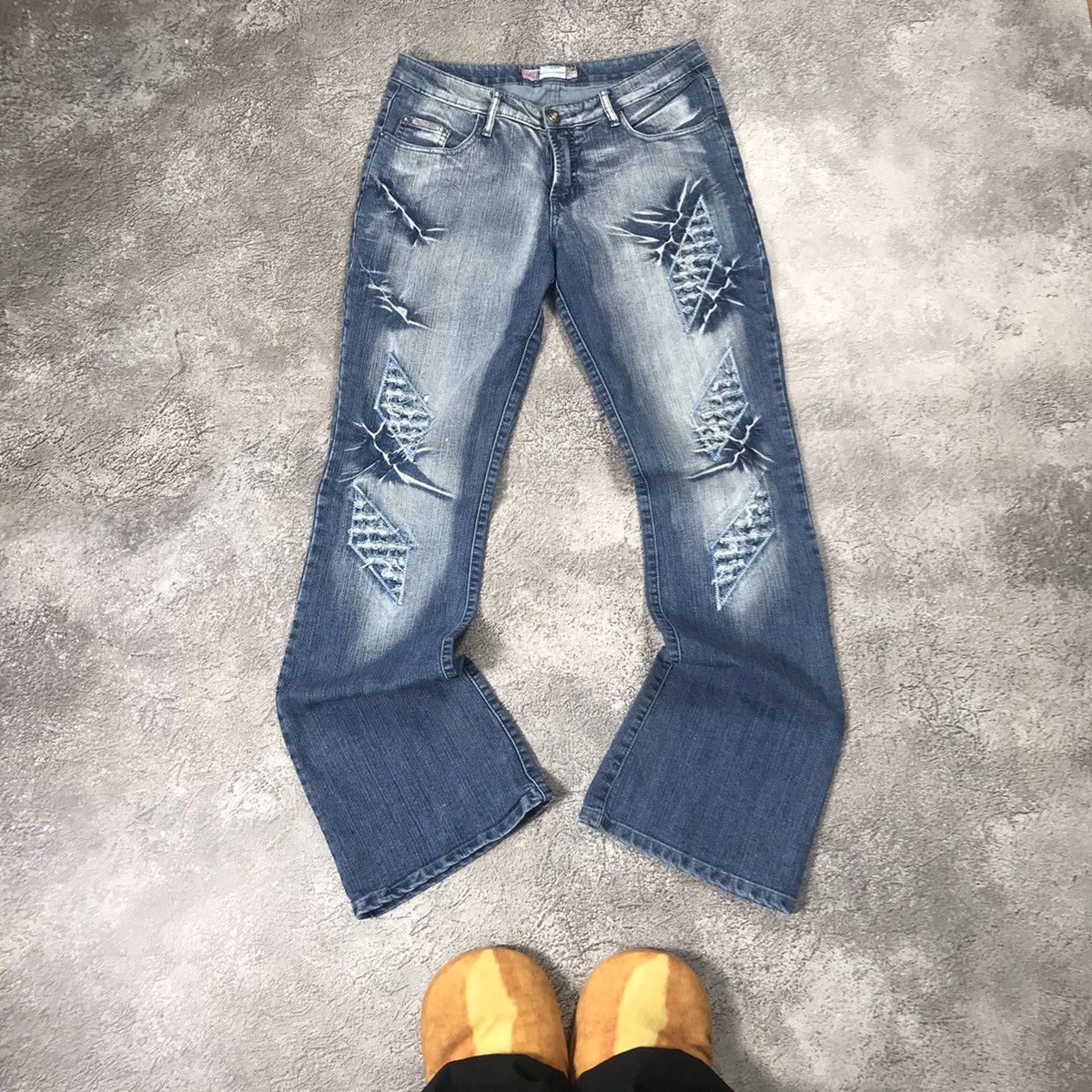 Vintage Vintage 90s Distressed Baggy Wide Leg Jeans Grunge Y2K 30 Size 30" / US 8 / IT 44 - 2 Thumbnail