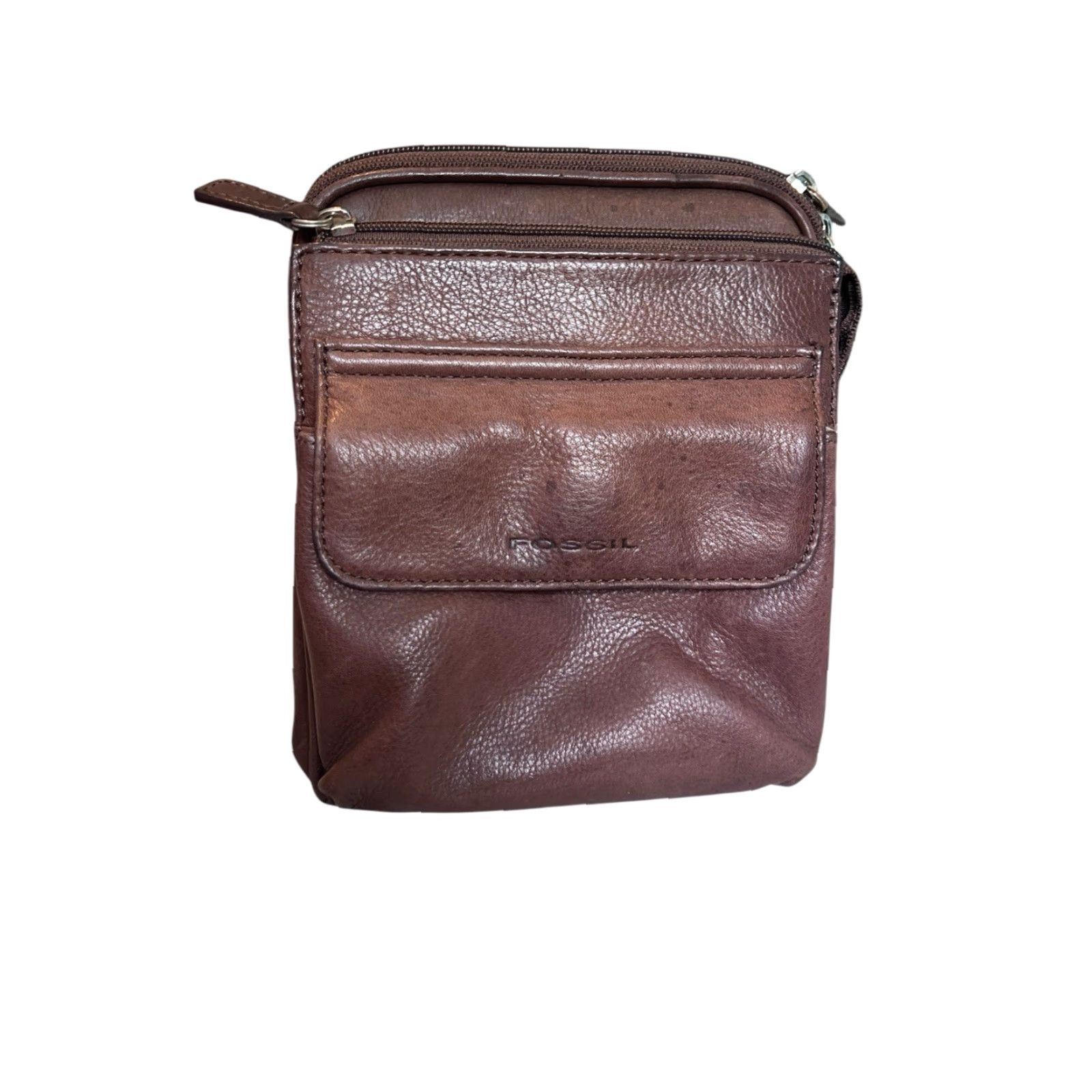 Fossil VINTAGE Fossil Crossbody Organizer Handbag Brown Leather Shoulder Purse Size ONE SIZE - 6 Thumbnail