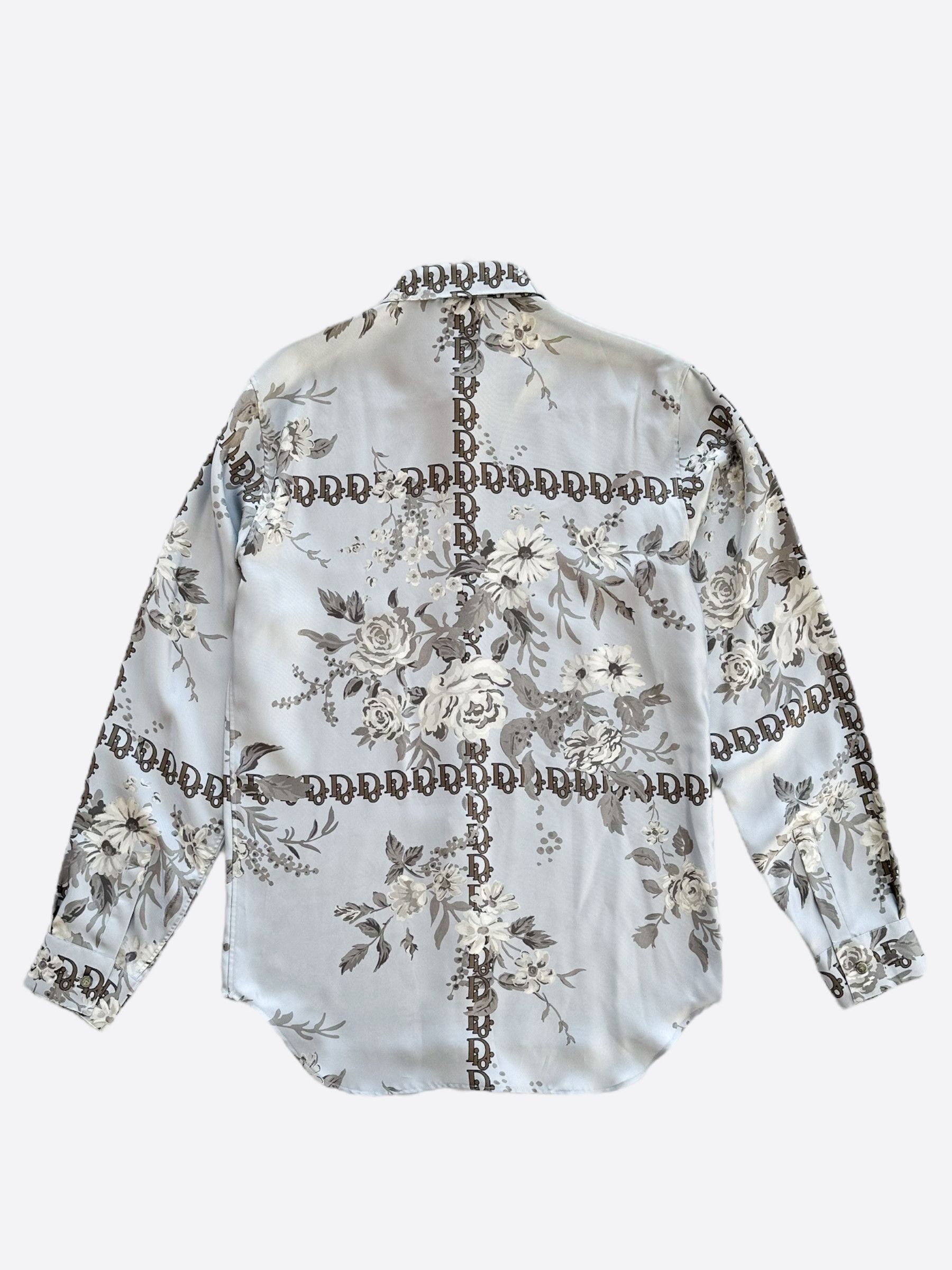 Dior Dior Oblique Blue Floral Silk Button Up Shirt Size US M / EU 48-50 / 2 - 2 Thumbnail