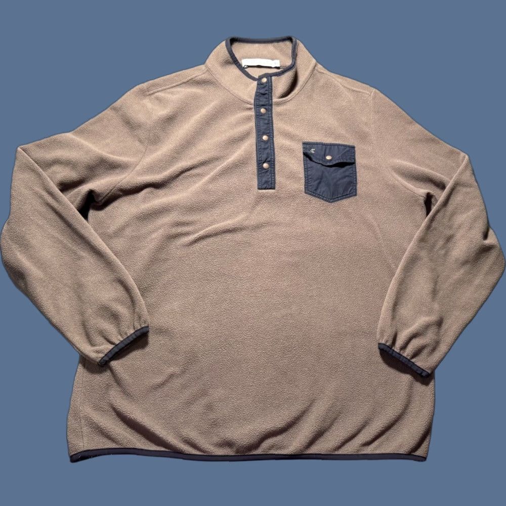 Vintage Criquet Pullover Mens XL Beige Fleece Mock Neck Snap Pocket Logo Golf Sweatshirt Size US XL / EU 56 / 4 - 1 Thumbnail