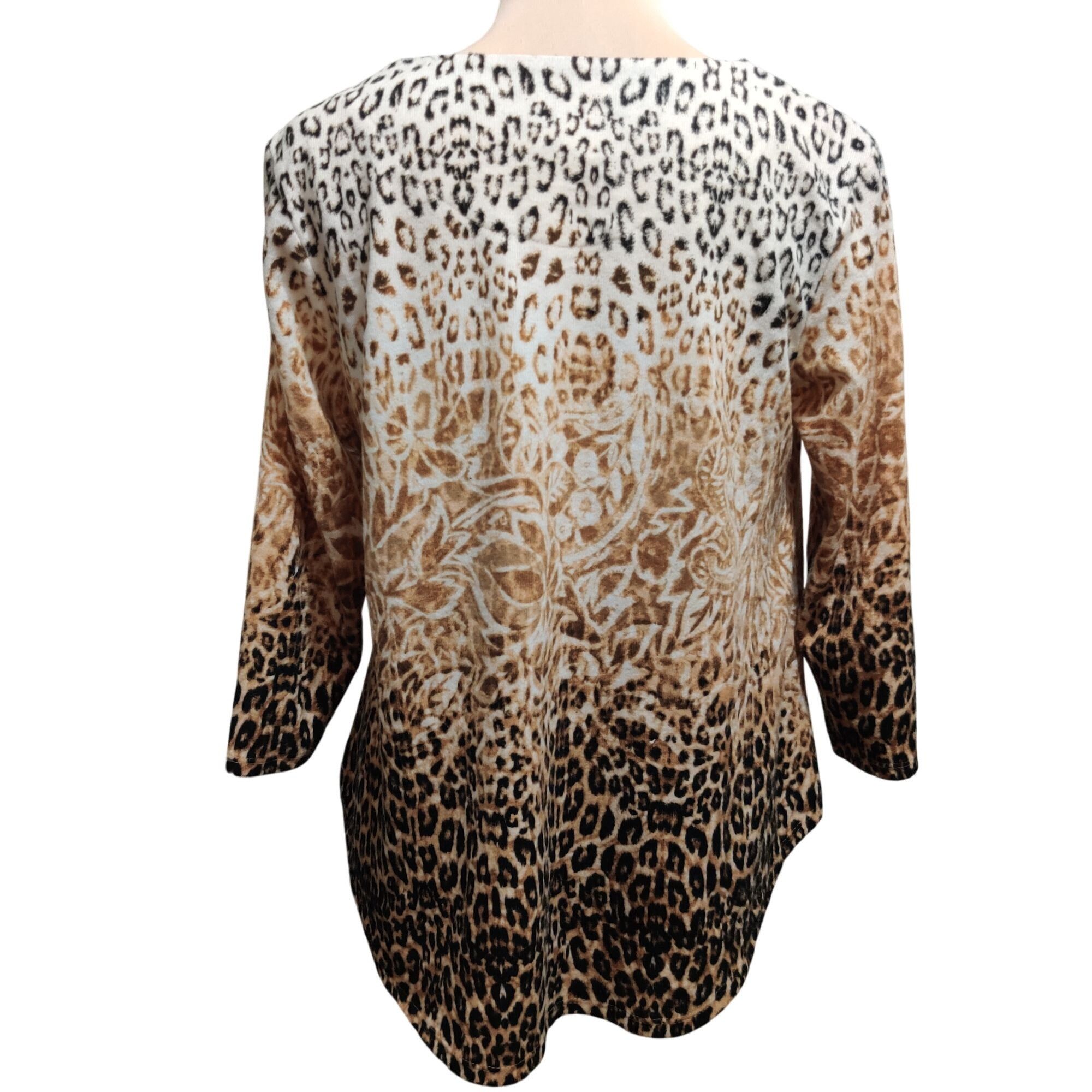 Other Ruby Rd M Petite Leopard Ombre Paisley Animal Print Top 3/4 Size M / US 6-8 / IT 42-44 - 5 Thumbnail