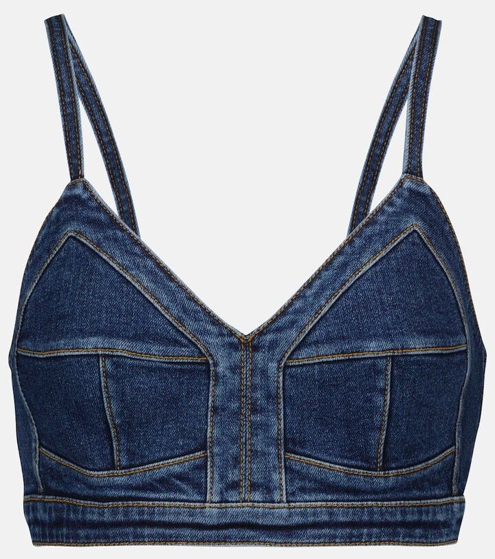 Alexander McQueen o1y0325 Bustier Top in Blue Size XS / US 0-2 / IT 36-38 - 1 Thumbnail