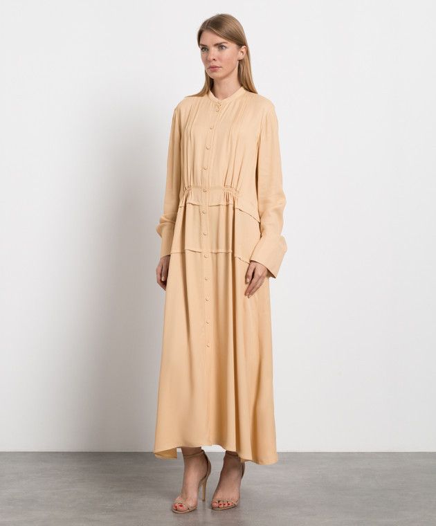 Jil Sander o1y0925 Midi Dress in Beige Size XS / US 0-2 / IT 36-38 - 3 Thumbnail