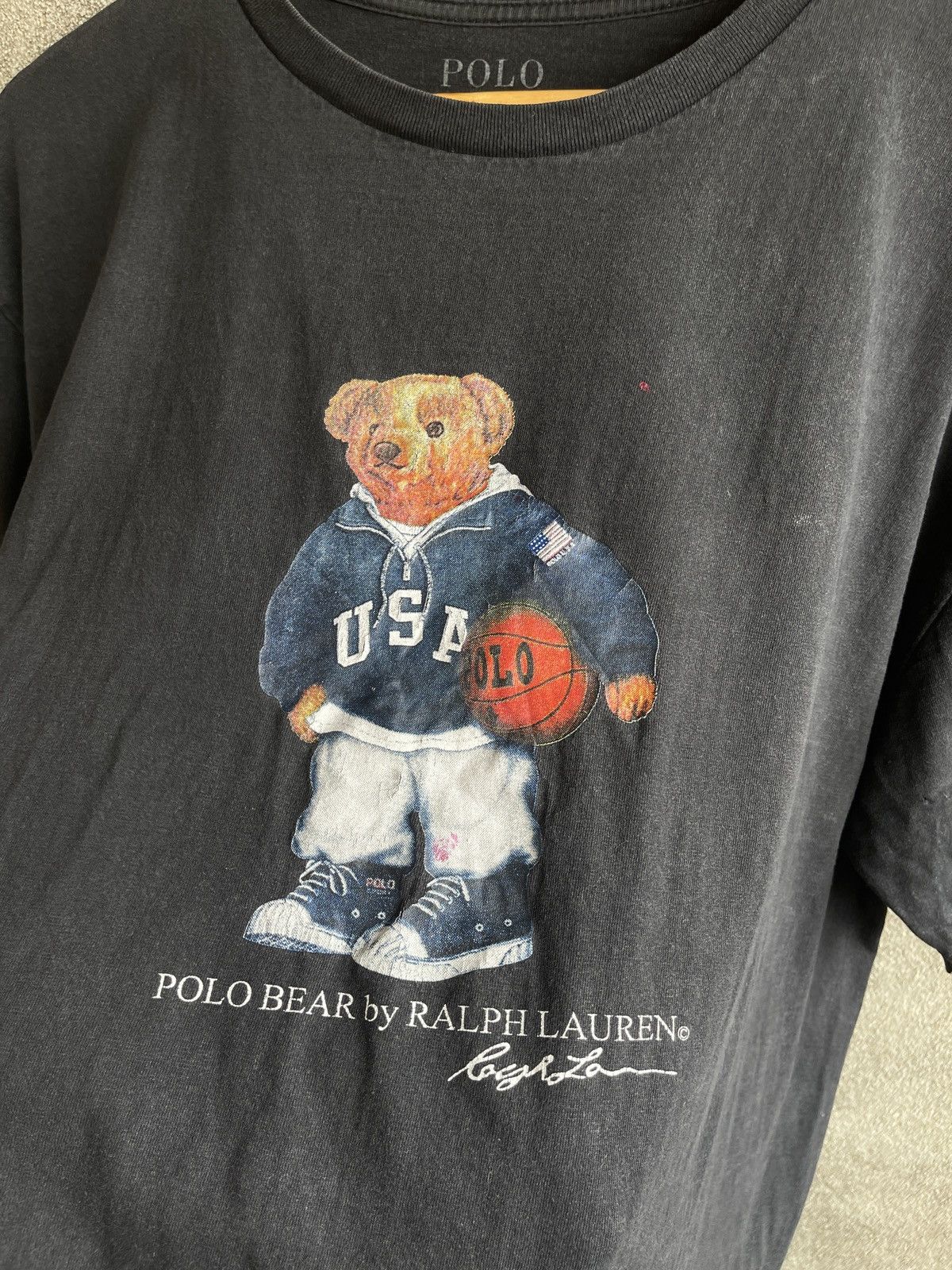 Polo Ralph Lauren Vintage 90s Sun Faded🔥POLO BEAR by RALPH LAUREN USA Logo Tee Size US XL / EU 56 / 4 - 5 Thumbnail