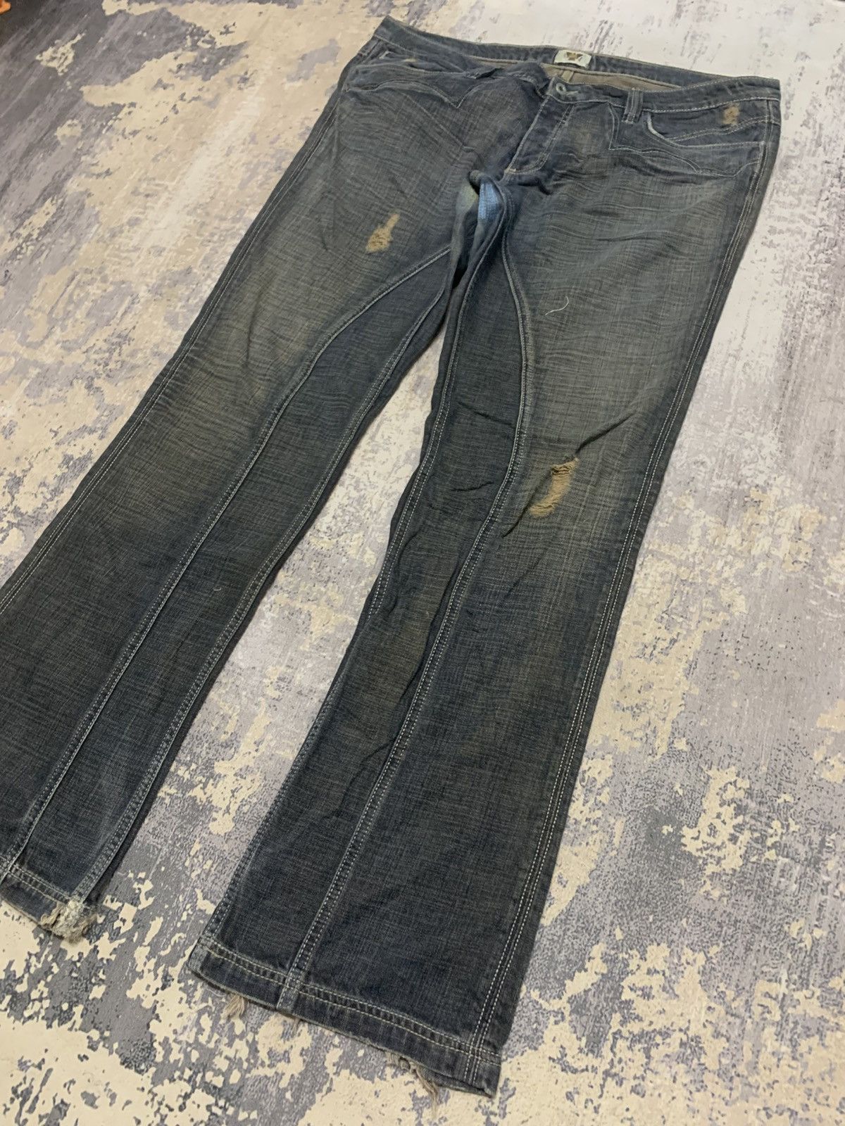 If Six Was Nine Vintage Antik Denim Ripped Mudwash Oversize Distress Denim Size US 41 - 5 Thumbnail