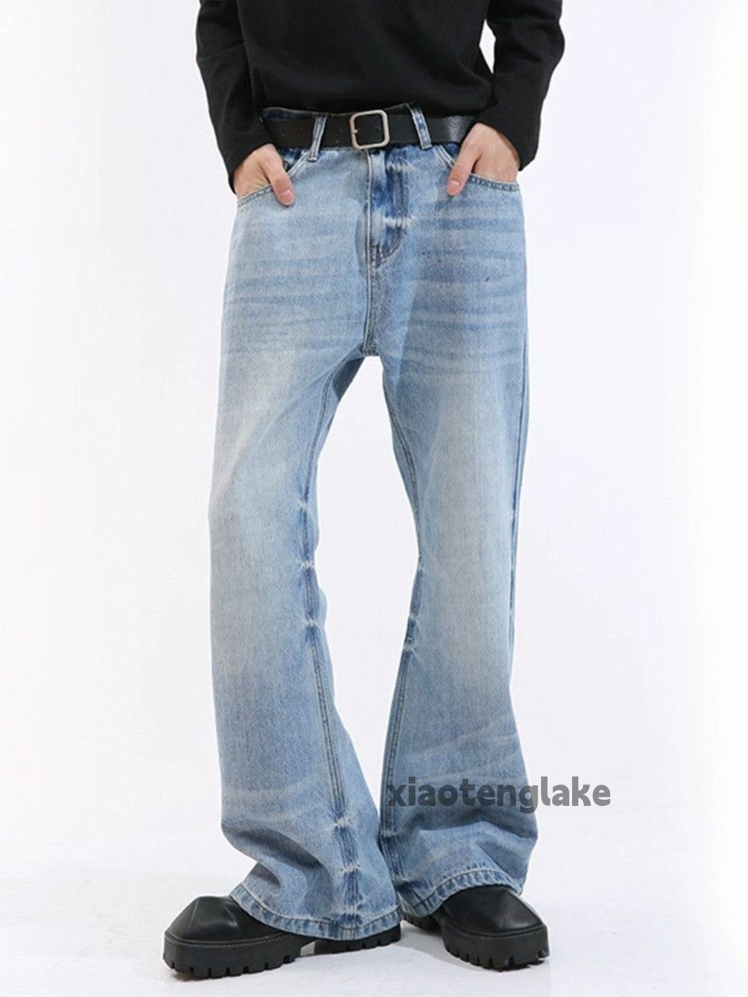 Jean × Vintage washed faded yuppie bootcut flared loose baggy jeans Size US 30 / EU 46 - 1 Thumbnail