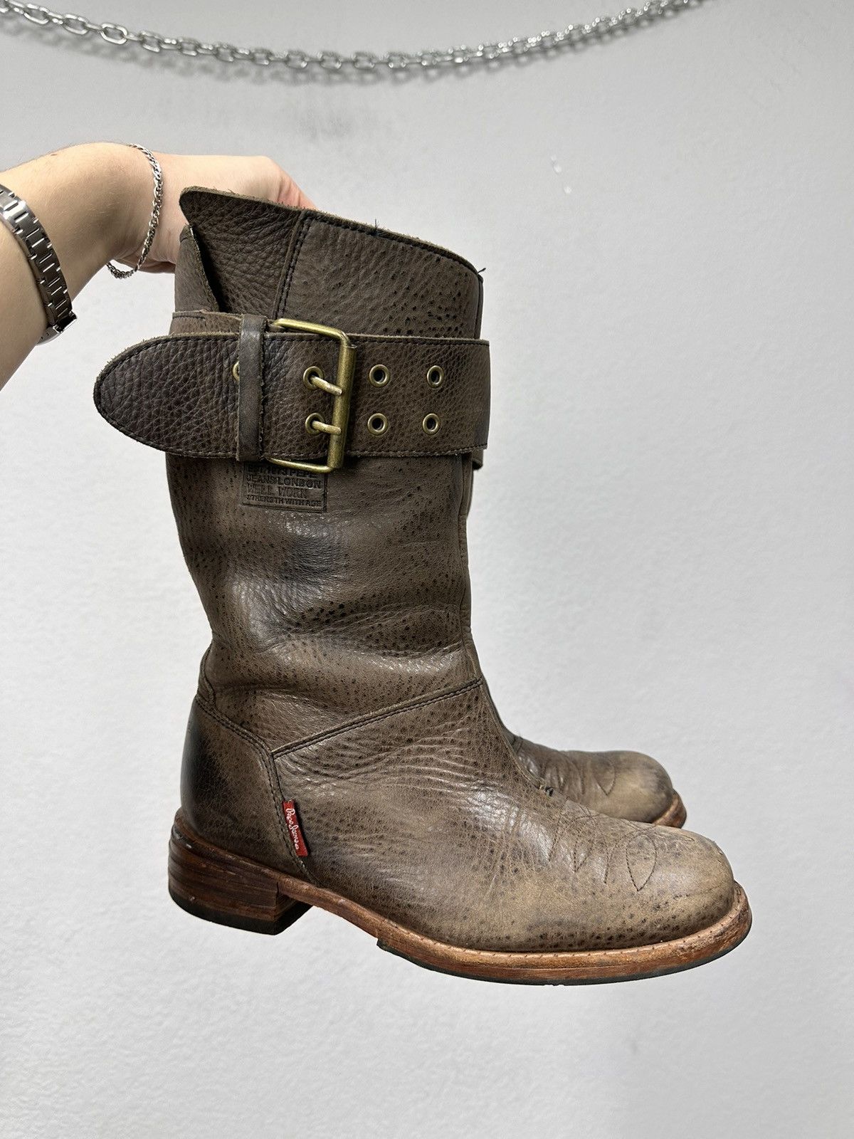 Pepe Jeans Vintage Leather Boots IfSixWasNine Guidi Style Margiela Vibe Size US 9 / IT 39 - 1 Thumbnail