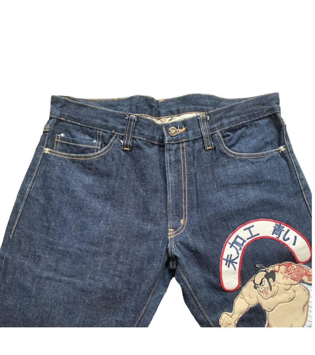 Japanese Brand × Vintage SELVEDGE SUMO EMBEROIDED JEANS Size US 32 / EU 48 - 5 Thumbnail