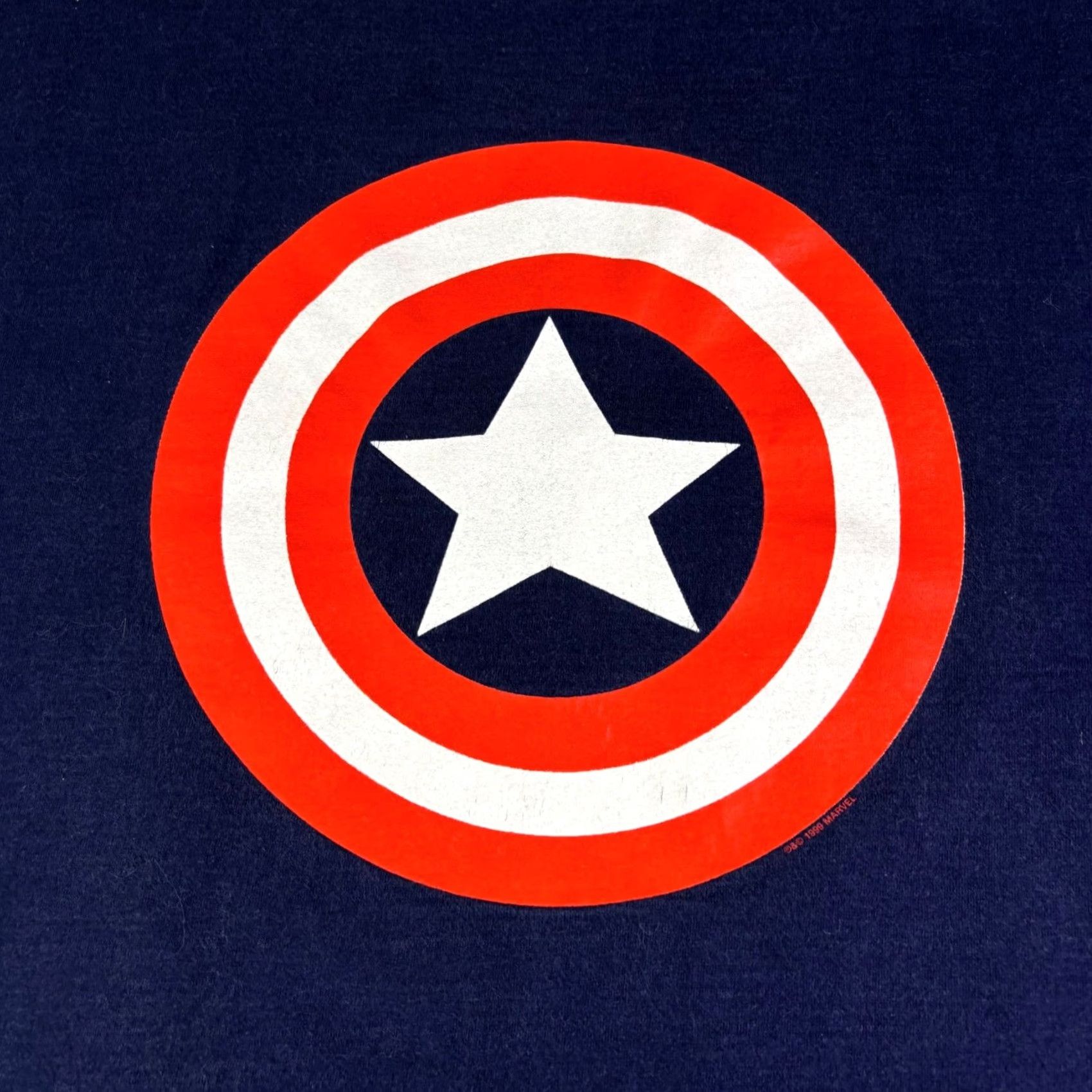 Fruit Of The Loom VINTAGE Marvel Captain America Shield T-Shirt Navy Blue XL Men 1990s Graphic Tee Short Sleeve USA 100% Cotton Size US XL / EU 56 / 4 - 7 Thumbnail