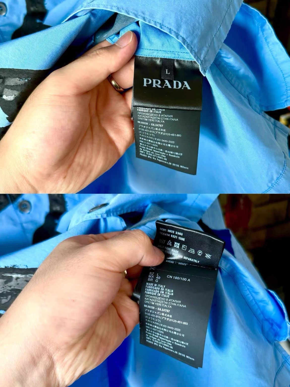 Raf Simons Prada by Raf Simons 22SS Runway Bottle Print S/S Shirt Size US L / EU 52-54 / 3 - 6 Thumbnail